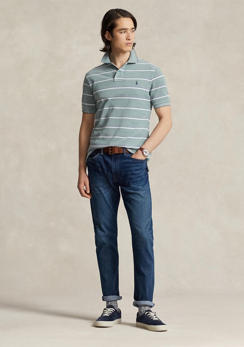 Classic Fit Striped Mesh Polo Shirt