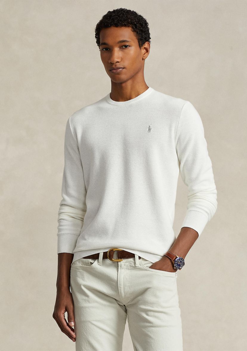 Textured Cotton Crew Neck Sweater