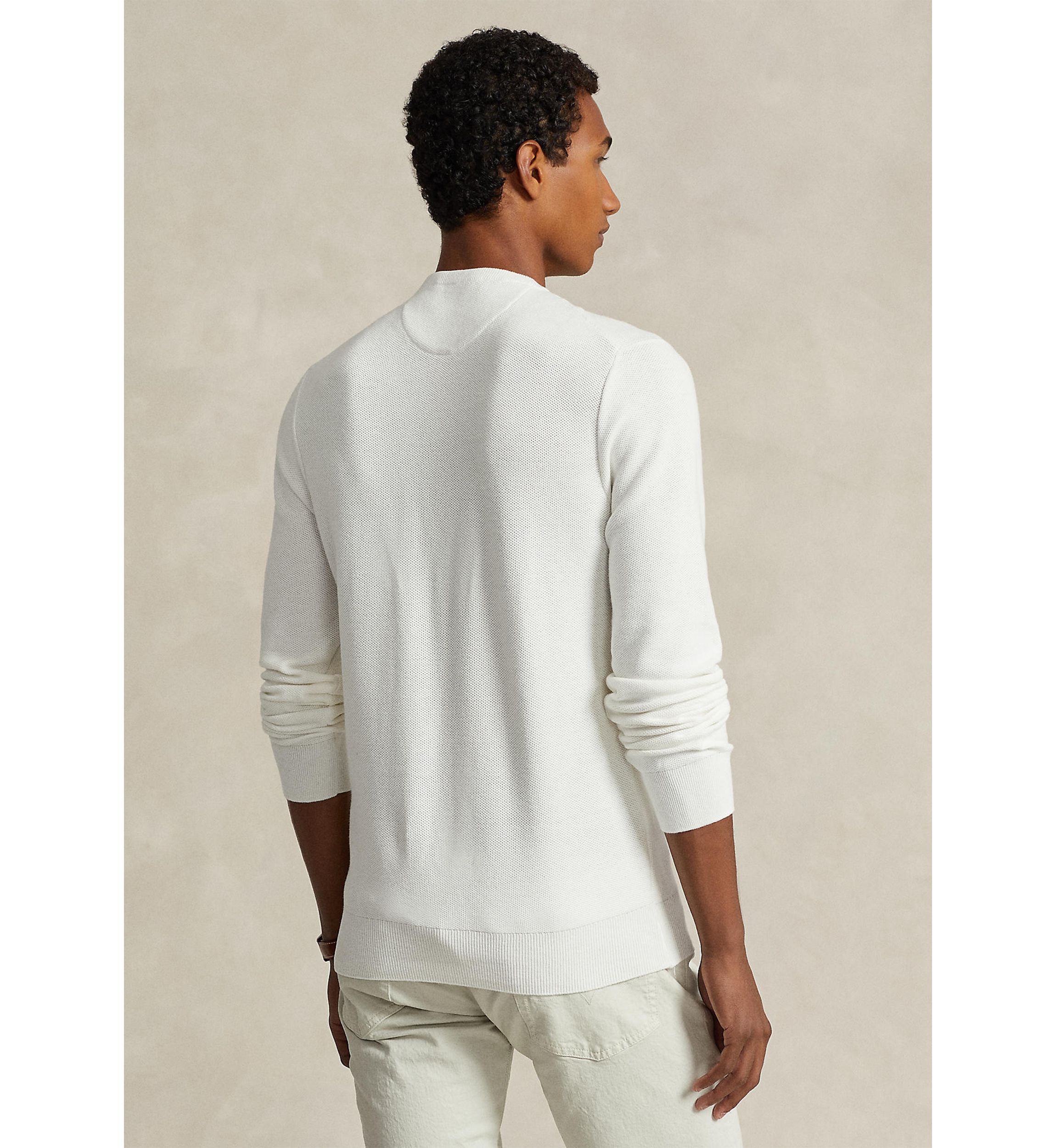 Textured Cotton Crew Neck Sweater