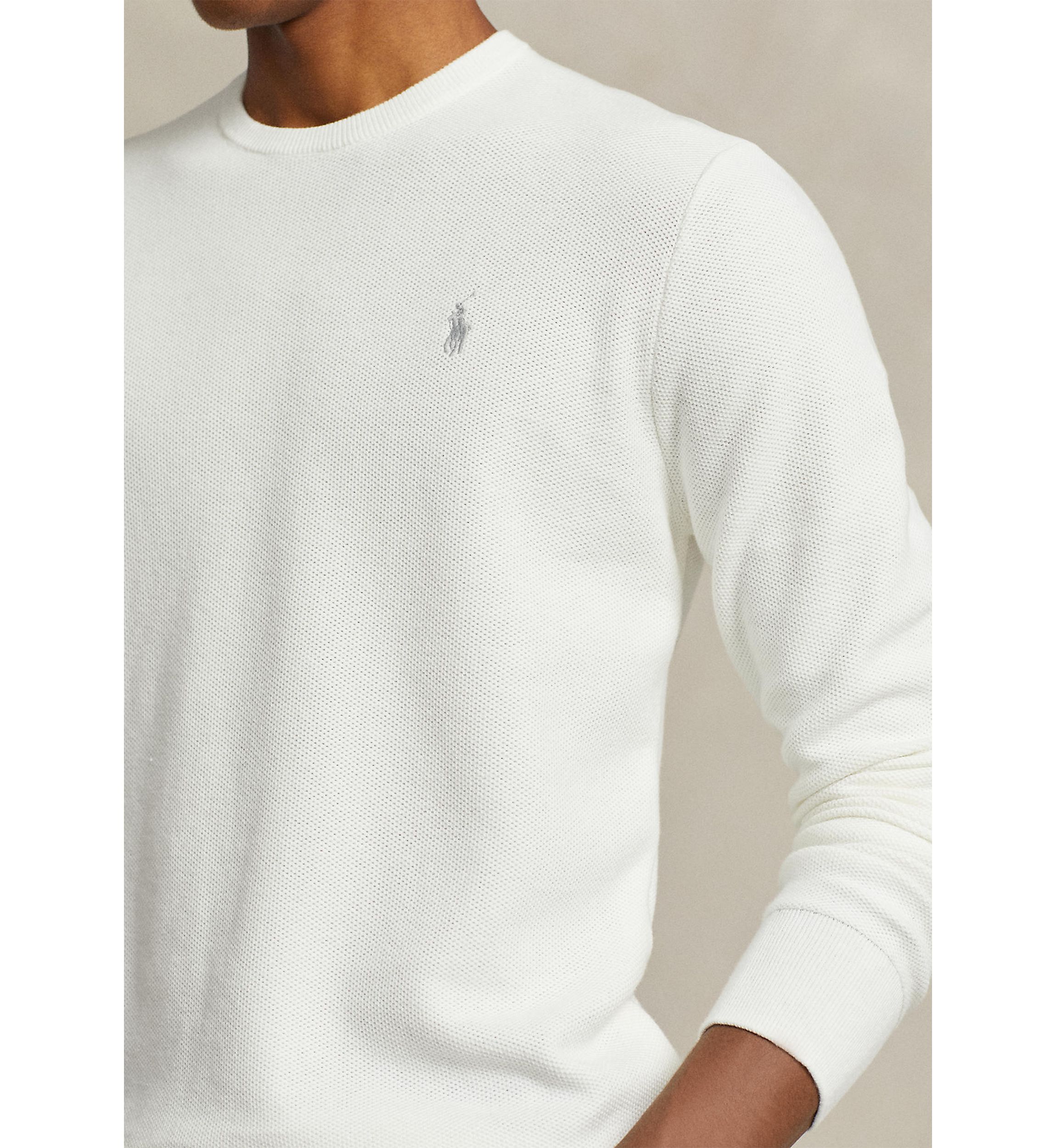 Textured Cotton Crew Neck Sweater