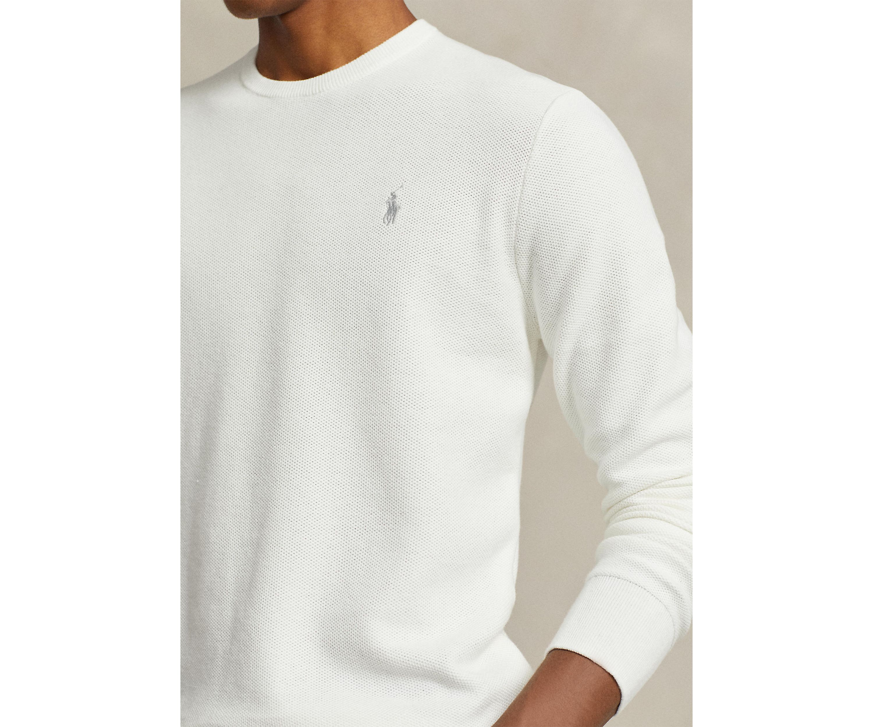 Textured Cotton Crew Neck Sweater