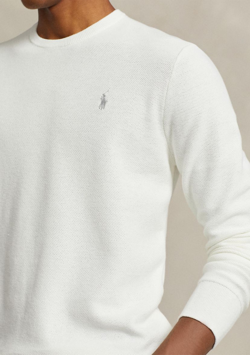 Textured Cotton Crew Neck Sweater