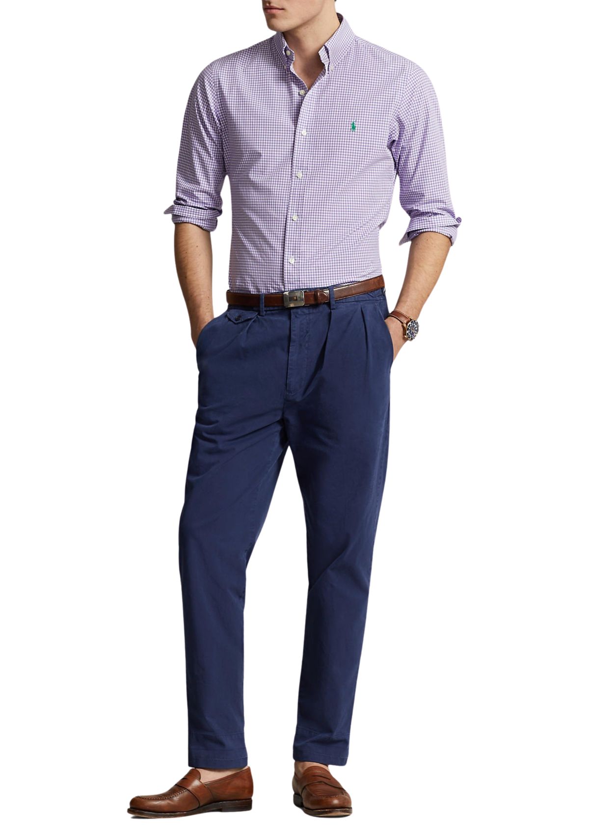 Classic Fit Gingham Stretch Poplin Shirt