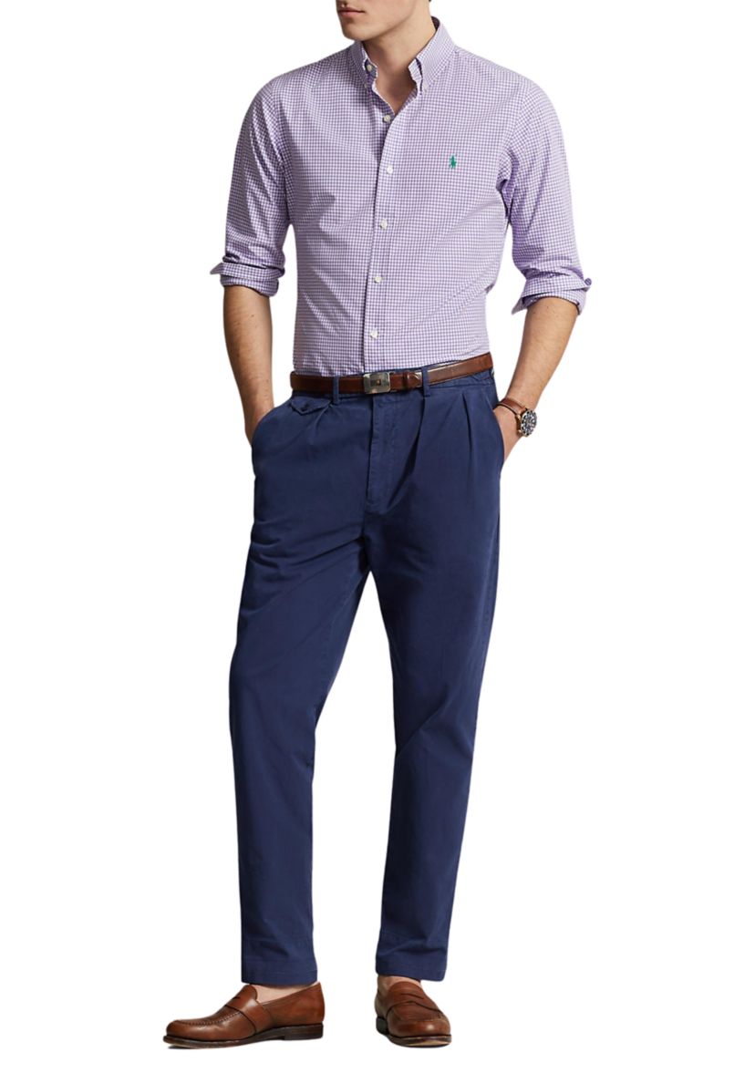 Classic Fit Gingham Stretch Poplin Shirt