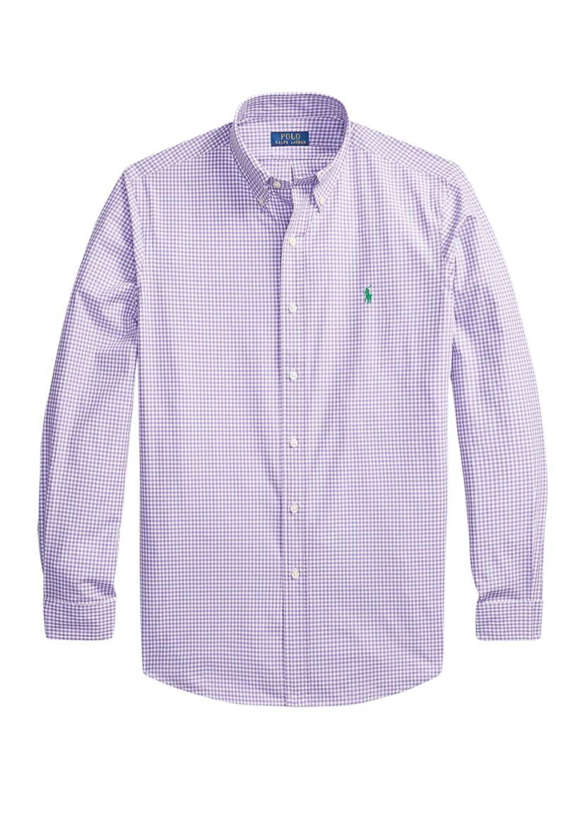 Classic Fit Gingham Stretch Poplin Shirt