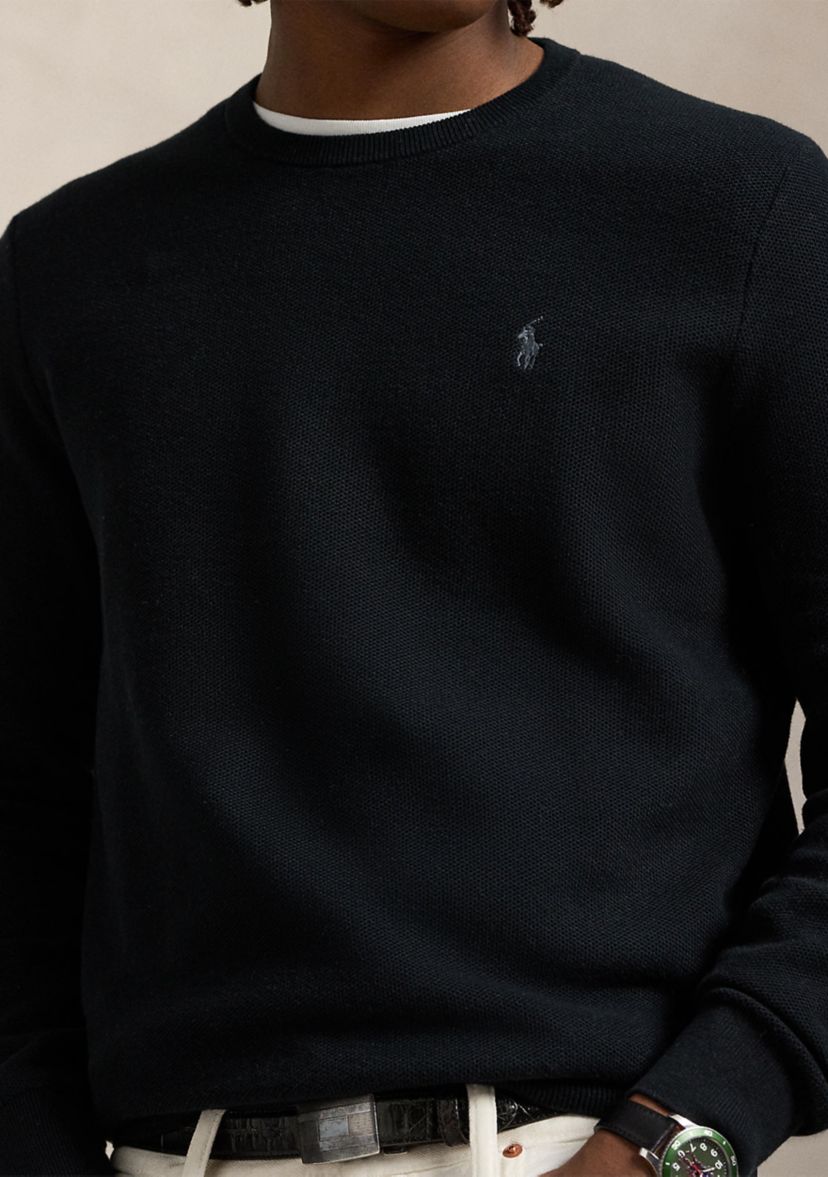 Textured Cotton Crew Neck Sweater