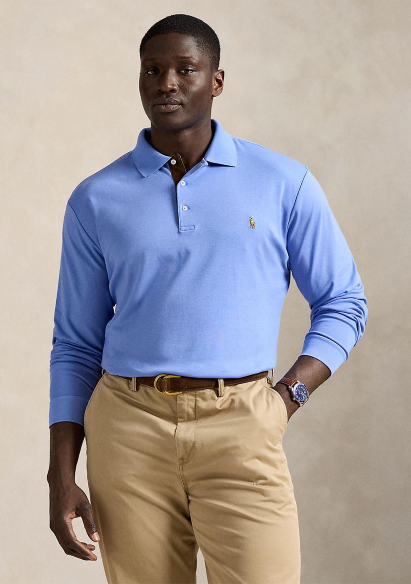 Big & Tall Soft Cotton Long Sleeve Polo Shirt
