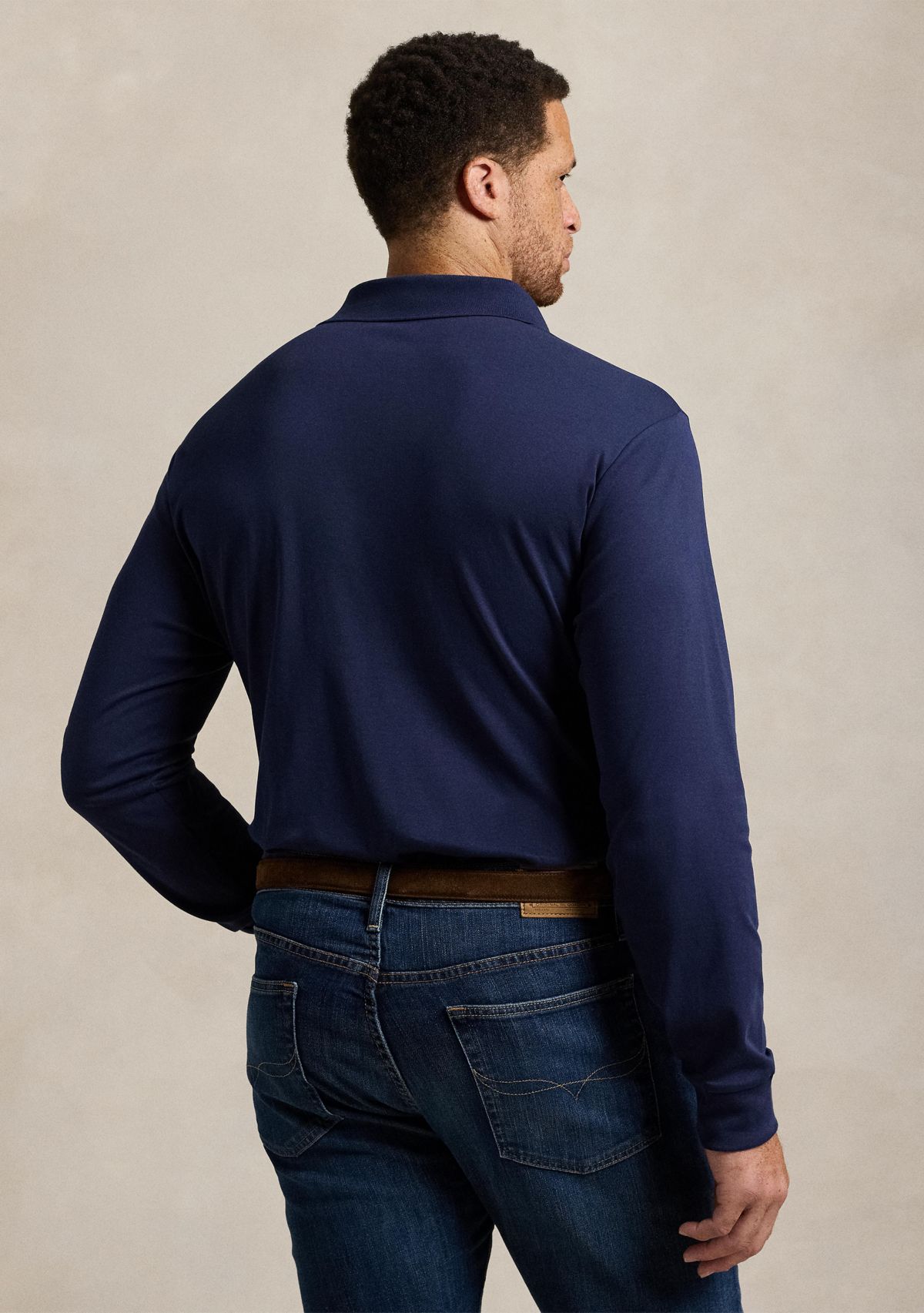 Big & Tall Soft Cotton Long Sleeve Polo Shirt