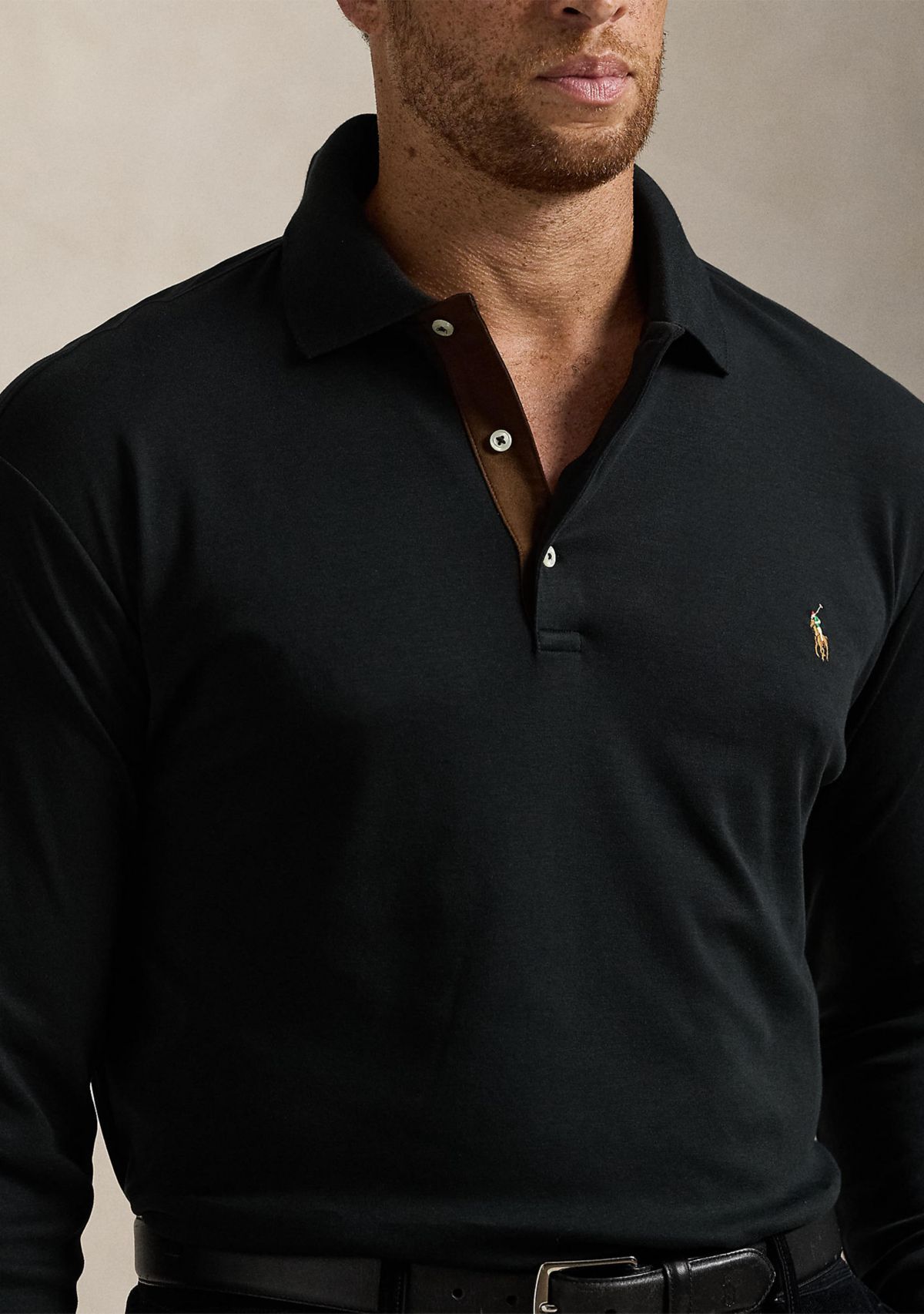 Big & Tall Soft Cotton Long Sleeve Polo Shirt