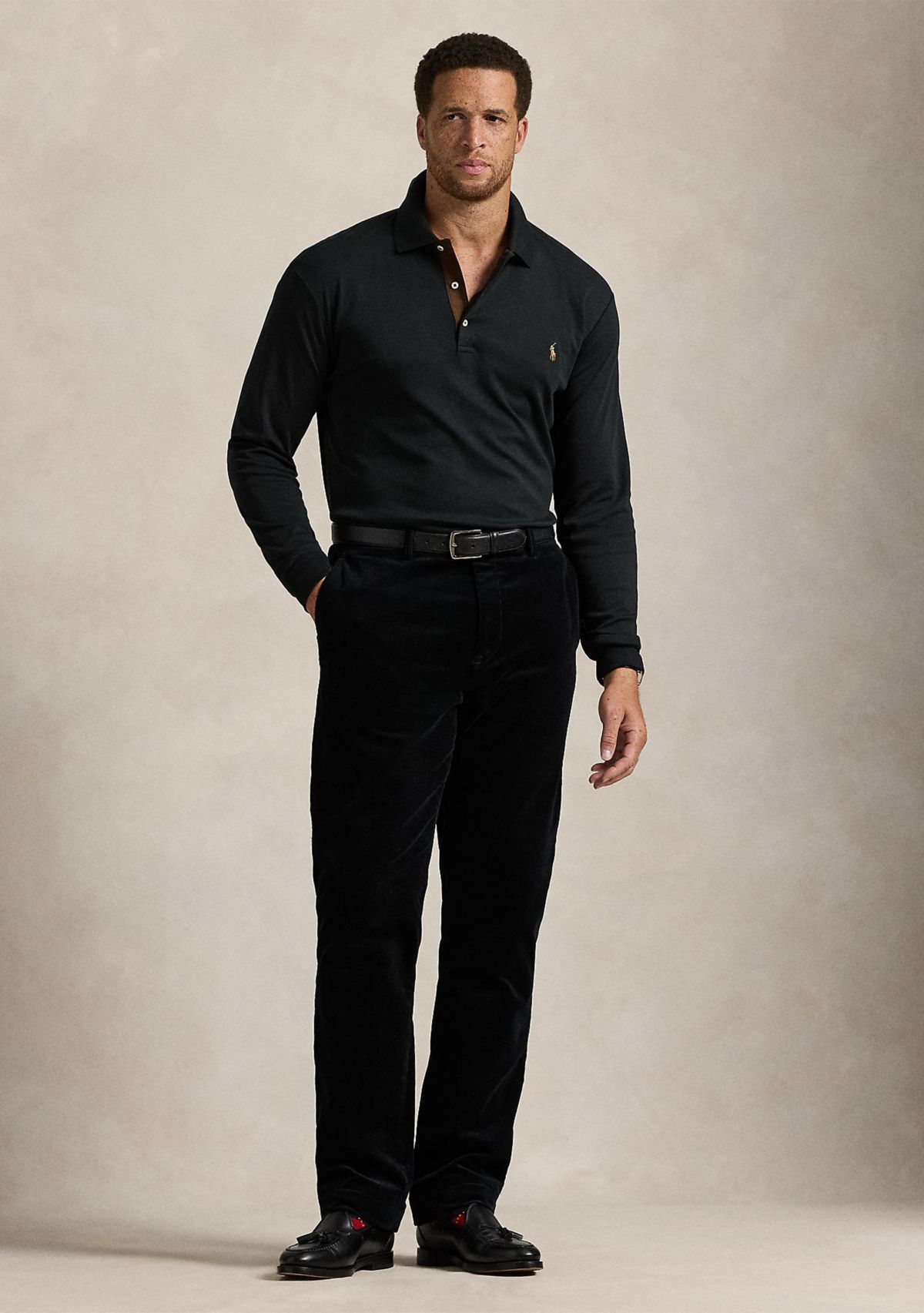 Big & Tall Soft Cotton Long Sleeve Polo Shirt