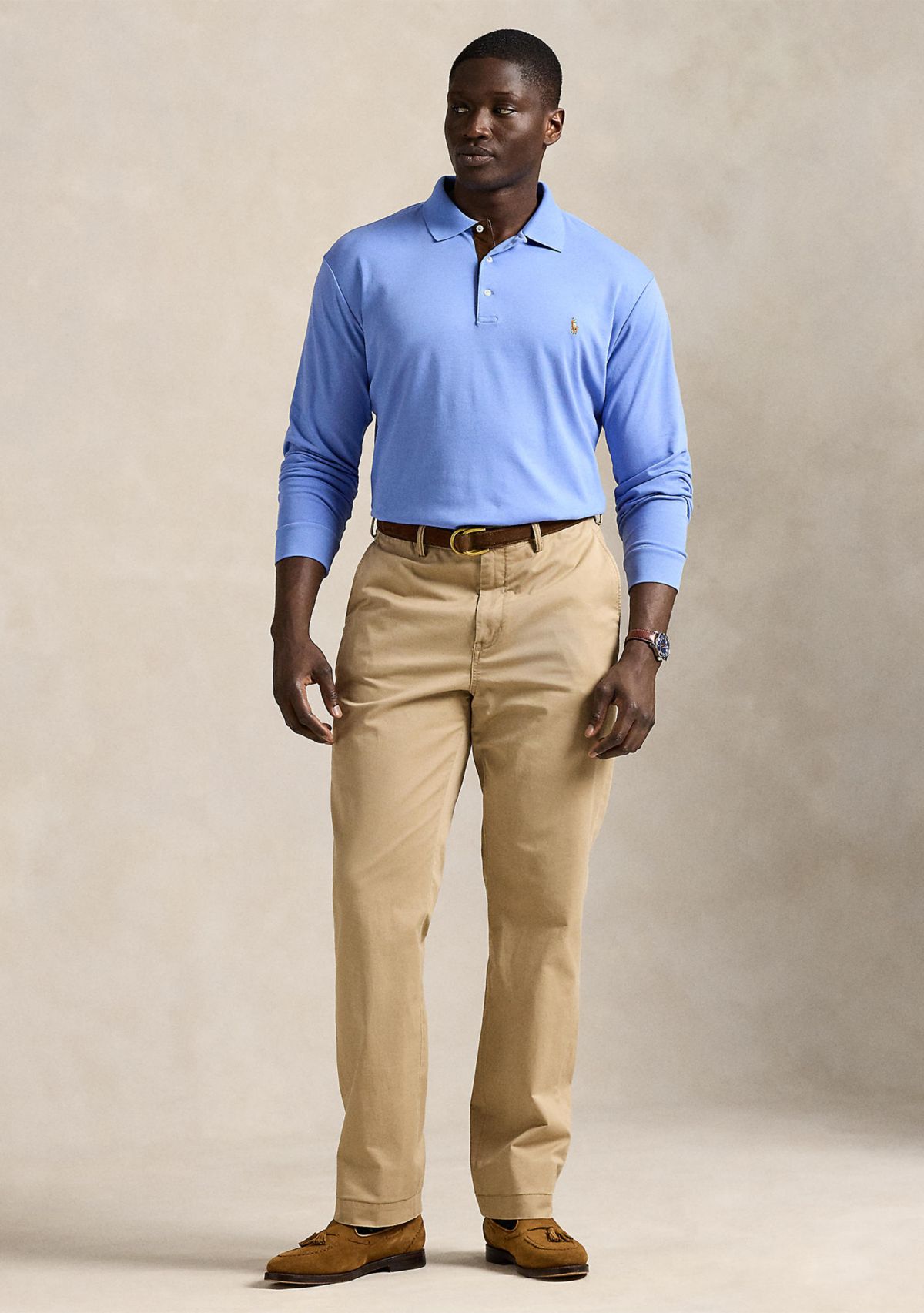 Big & Tall Soft Cotton Long Sleeve Polo Shirt