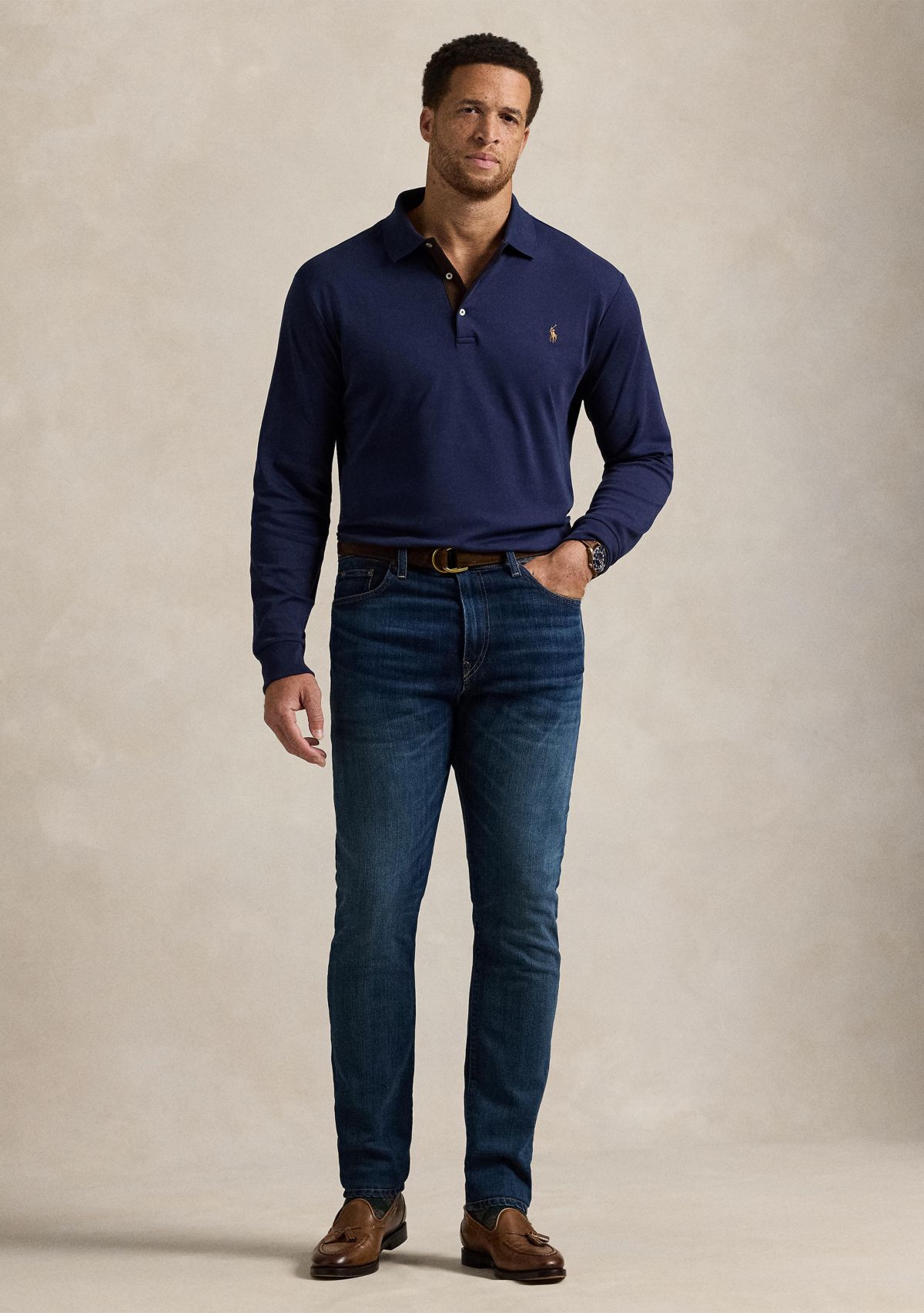 Big & Tall Soft Cotton Long Sleeve Polo Shirt