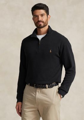 Polo Ralph Lauren Men's Big & Tall Estate Rib Quarter-Zip Pullover, Black, 3XLT