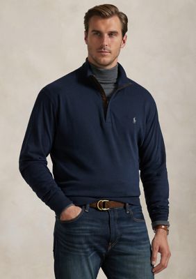 Polo Ralph Lauren Men's Big & Tall Luxury Jersey 1/4 Zip Pullover, Navy Blue, 4X Big