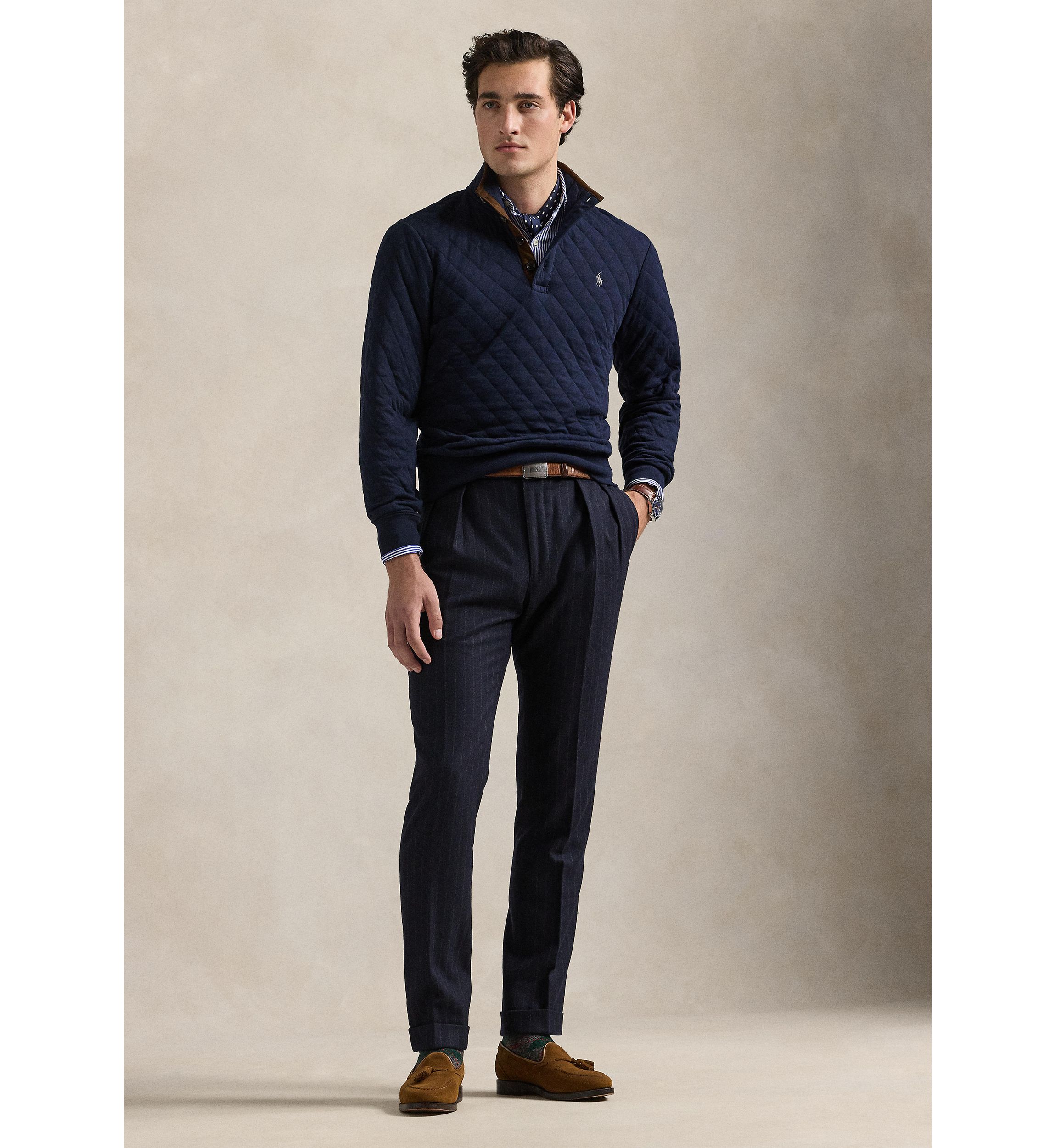 Quilted Double-Knit Jersey Pullover