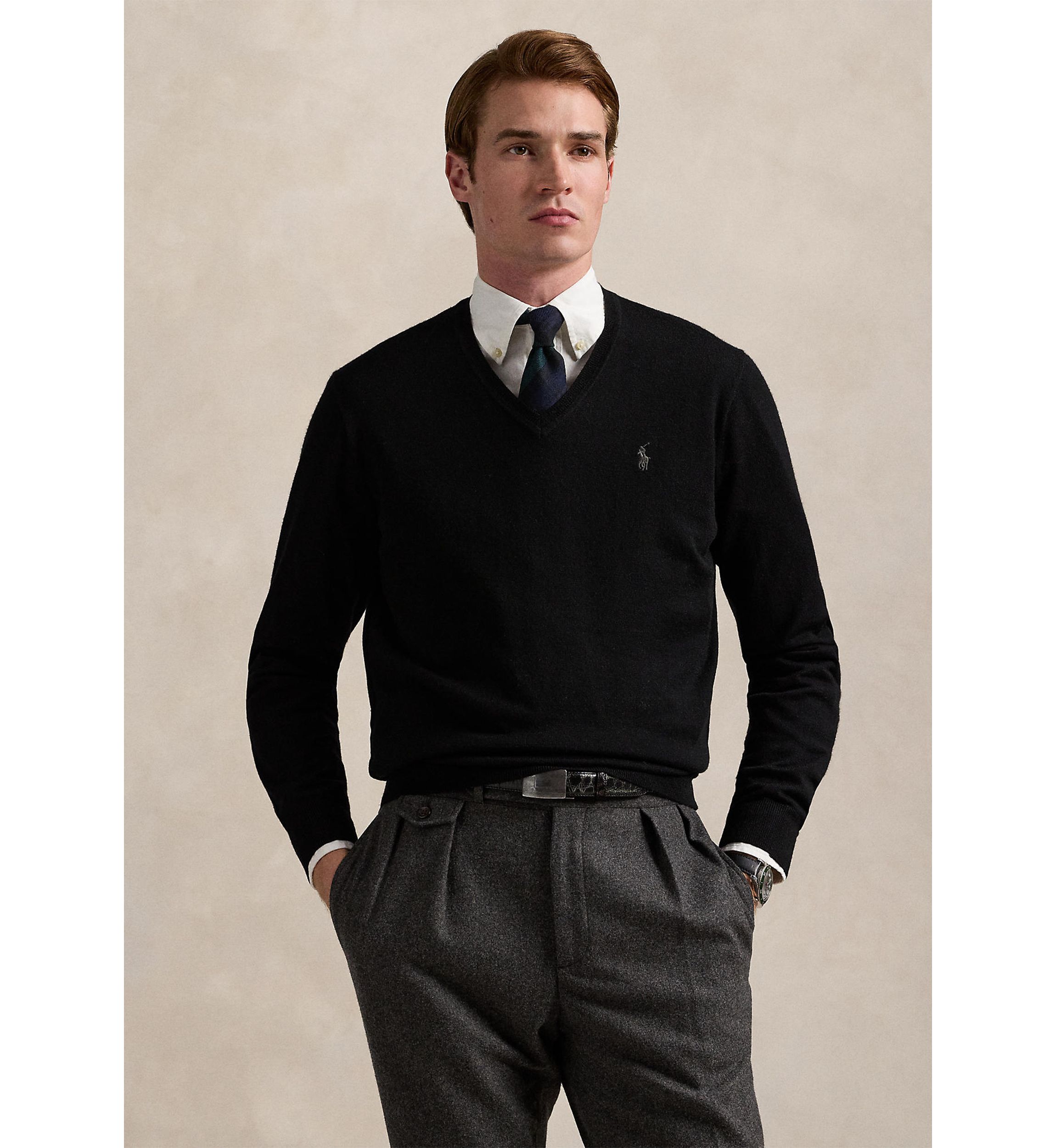 Washable Wool V-Neck Sweater