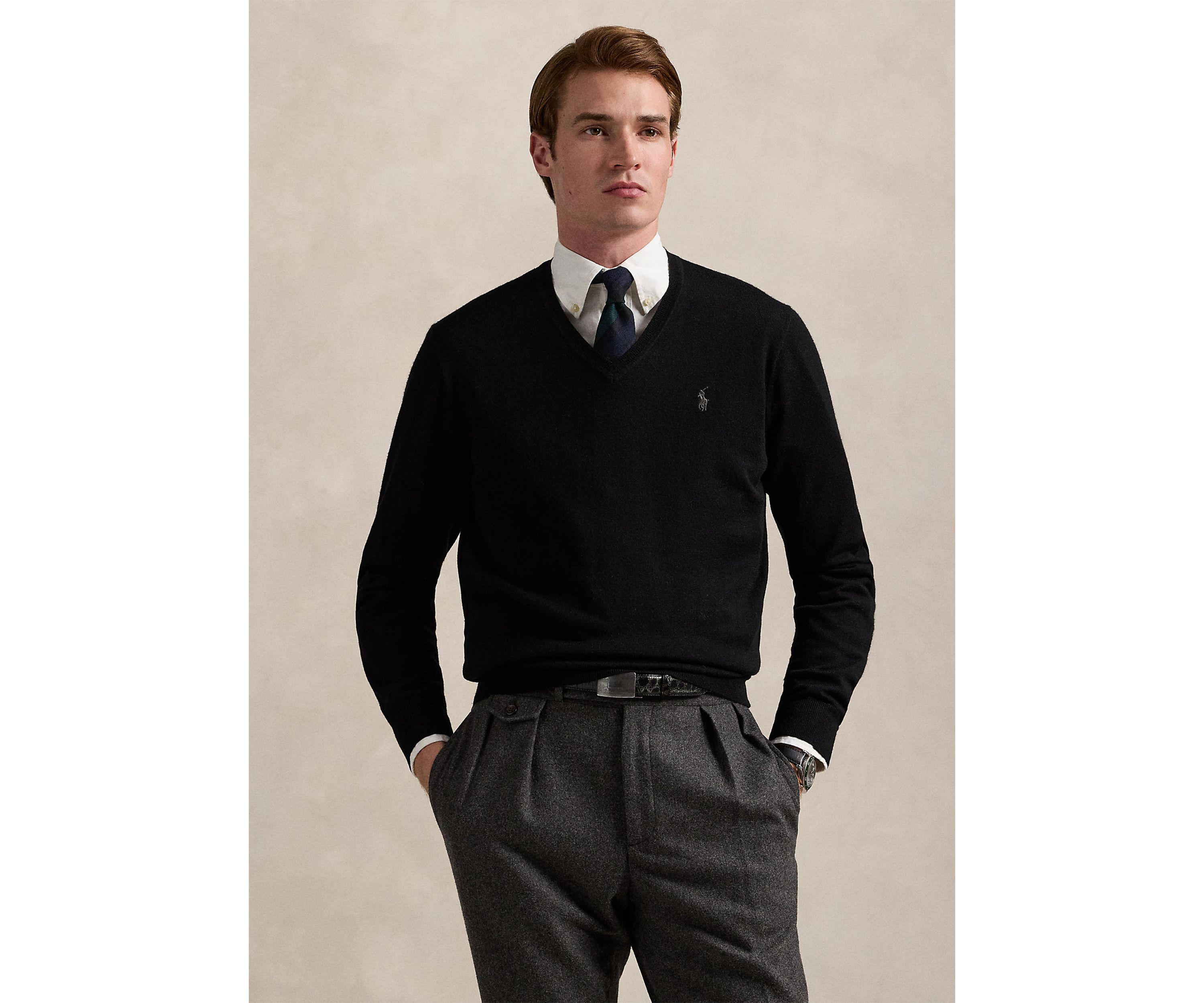 Washable Wool V-Neck Sweater