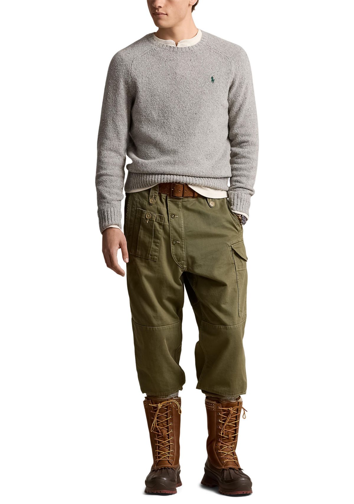 Speckled Wool-Blend Crew Neck Sweater