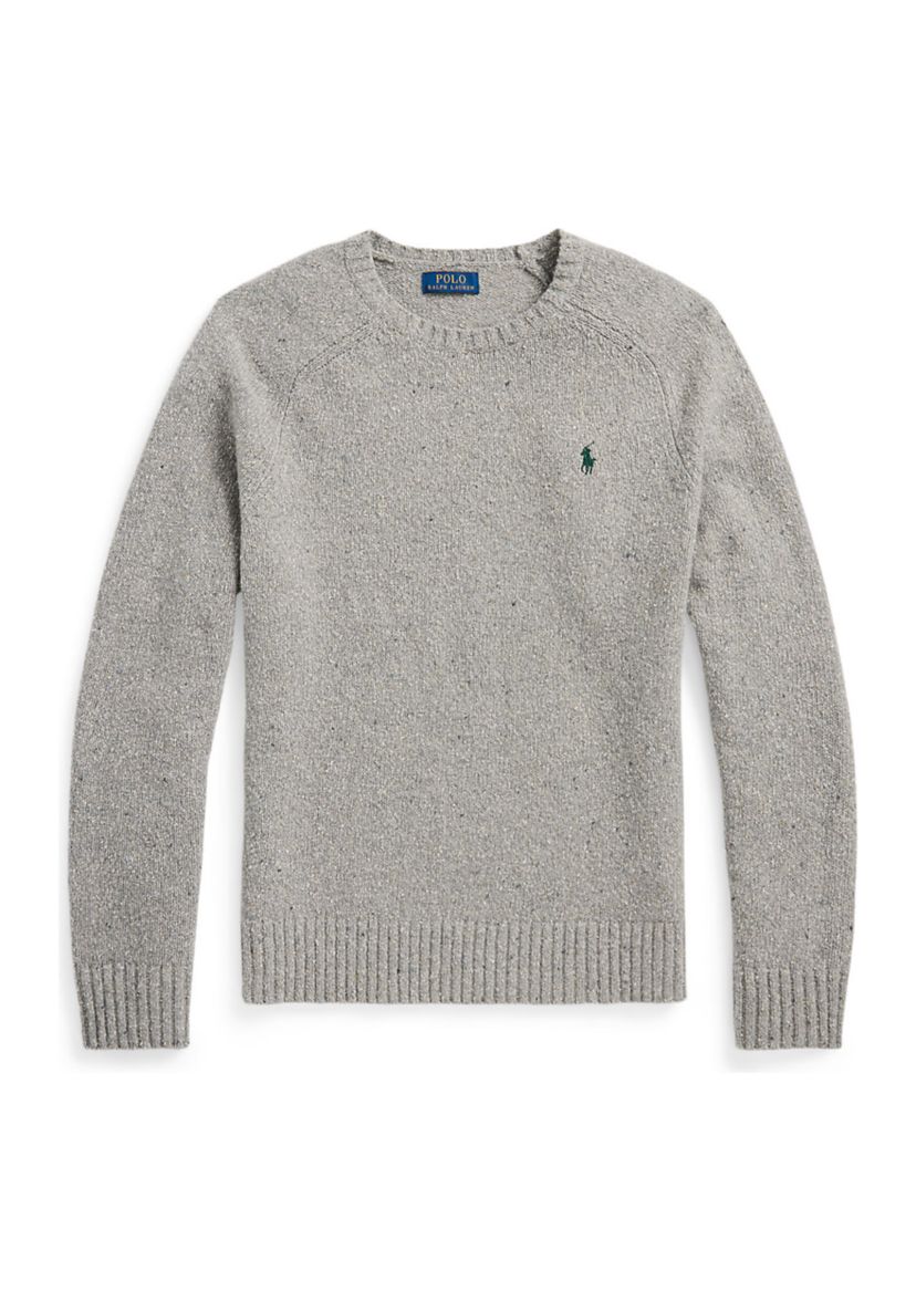 Speckled Wool-Blend Crew Neck Sweater