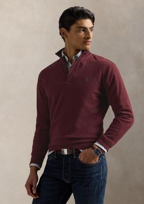 Polo Ralph Lauren Men's Luxury Jersey Quarter-Zip Pullover, Red, Small