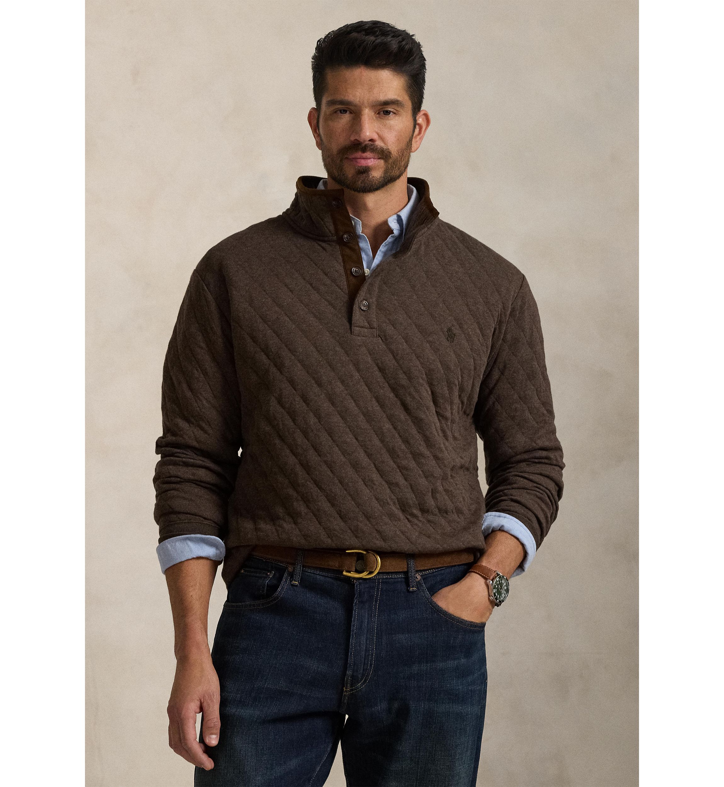 Big & Tall Quilted Double-Knit Pullover
