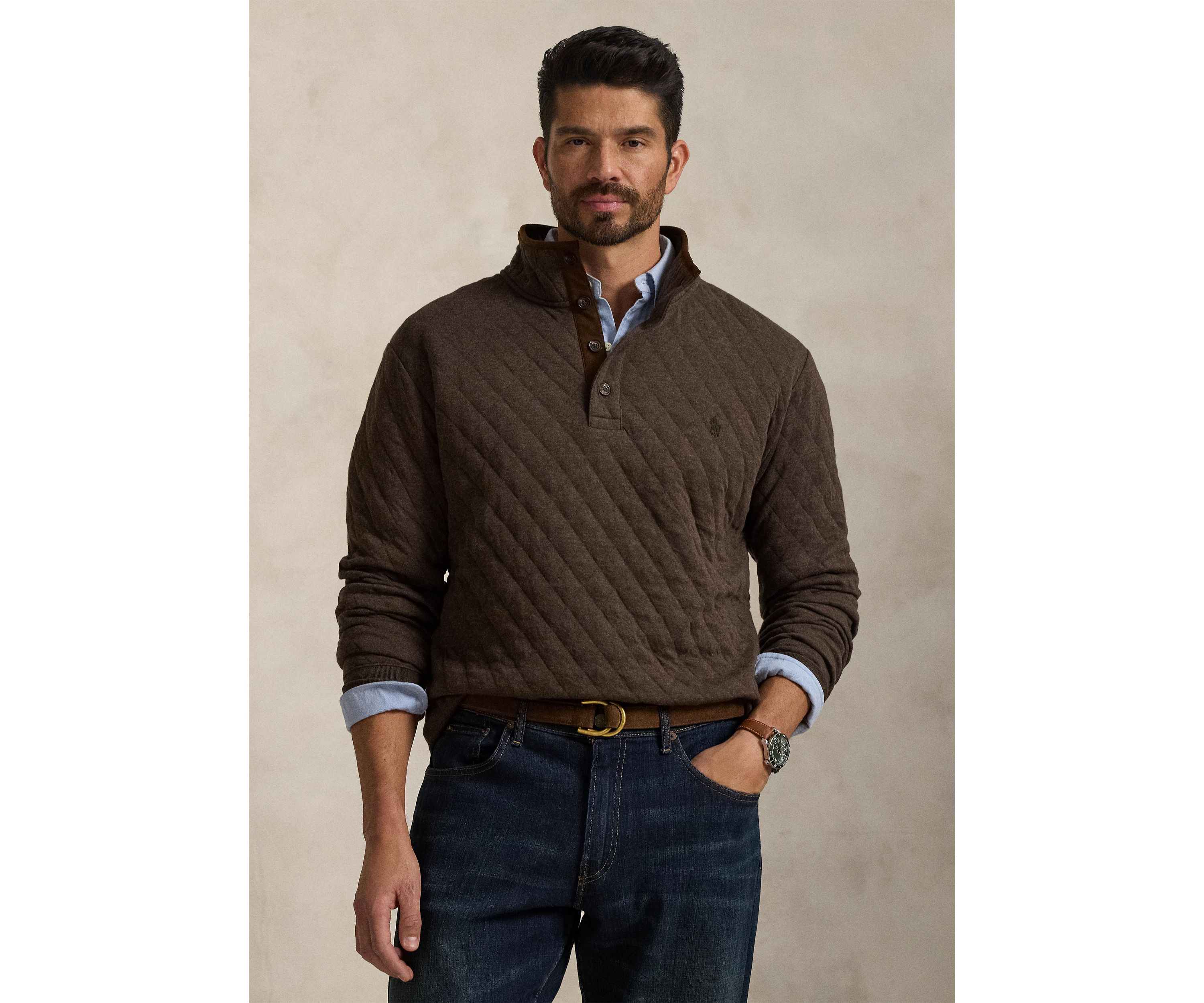 Big & Tall Quilted Double-Knit Pullover