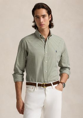 Polo Ralph Lauren Men's Classic Fit Gingham Stretch Poplin Shirt, Navy Blue, 2XL