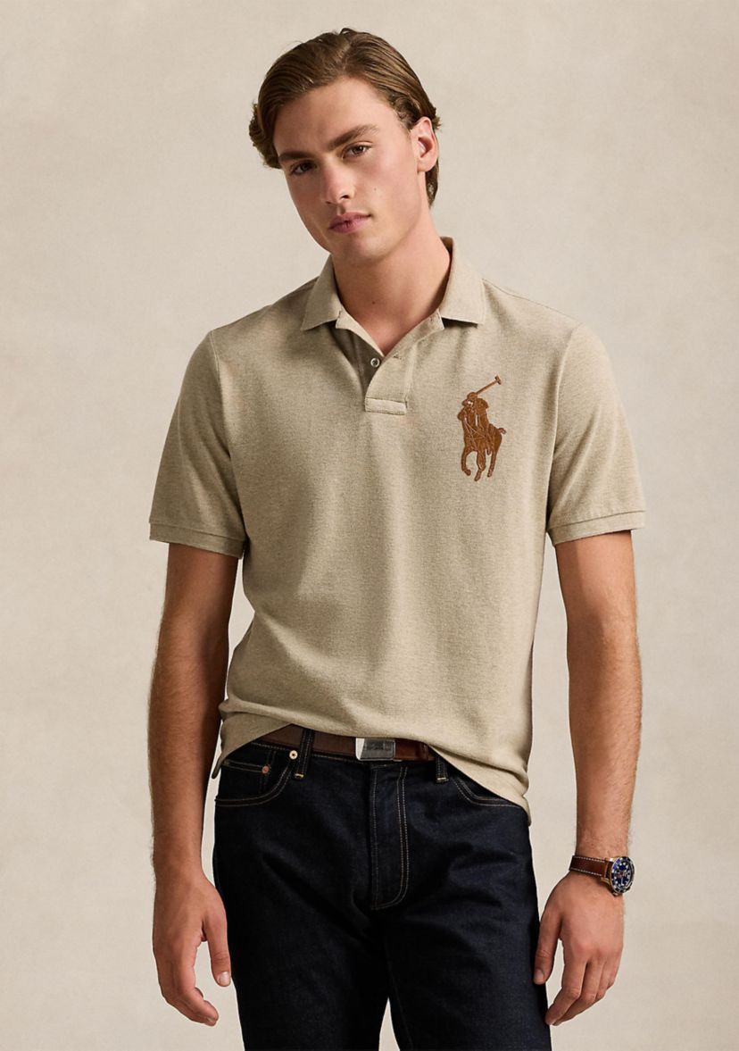 Classic Fit Leather Pony Mesh Polo Shirt
