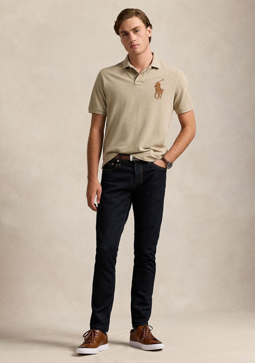 Classic Fit Leather Pony Mesh Polo Shirt