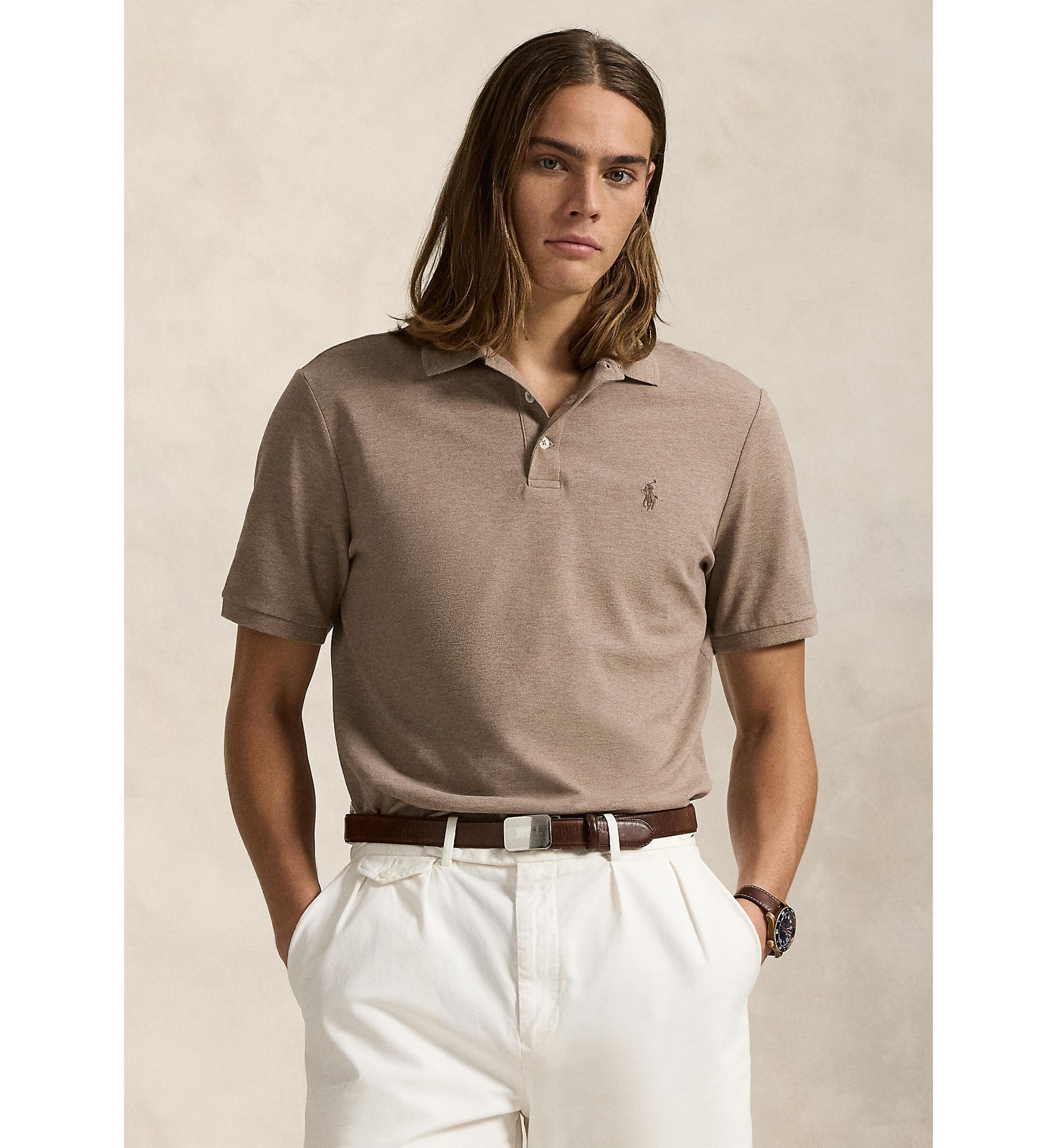Classic Fit Stretch Mesh Polo Shirt