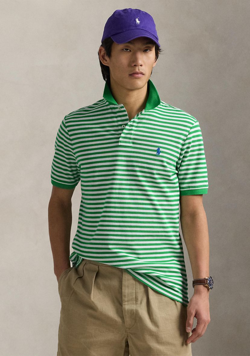 Classic Fit Striped Mesh Polo Shirt
