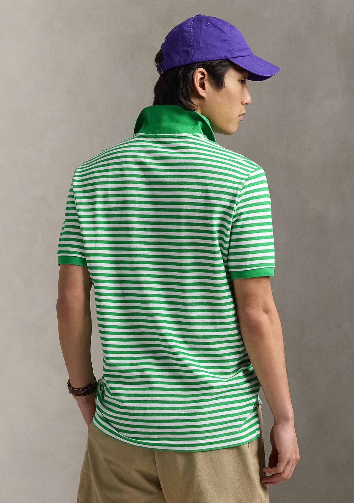 Classic Fit Striped Mesh Polo Shirt