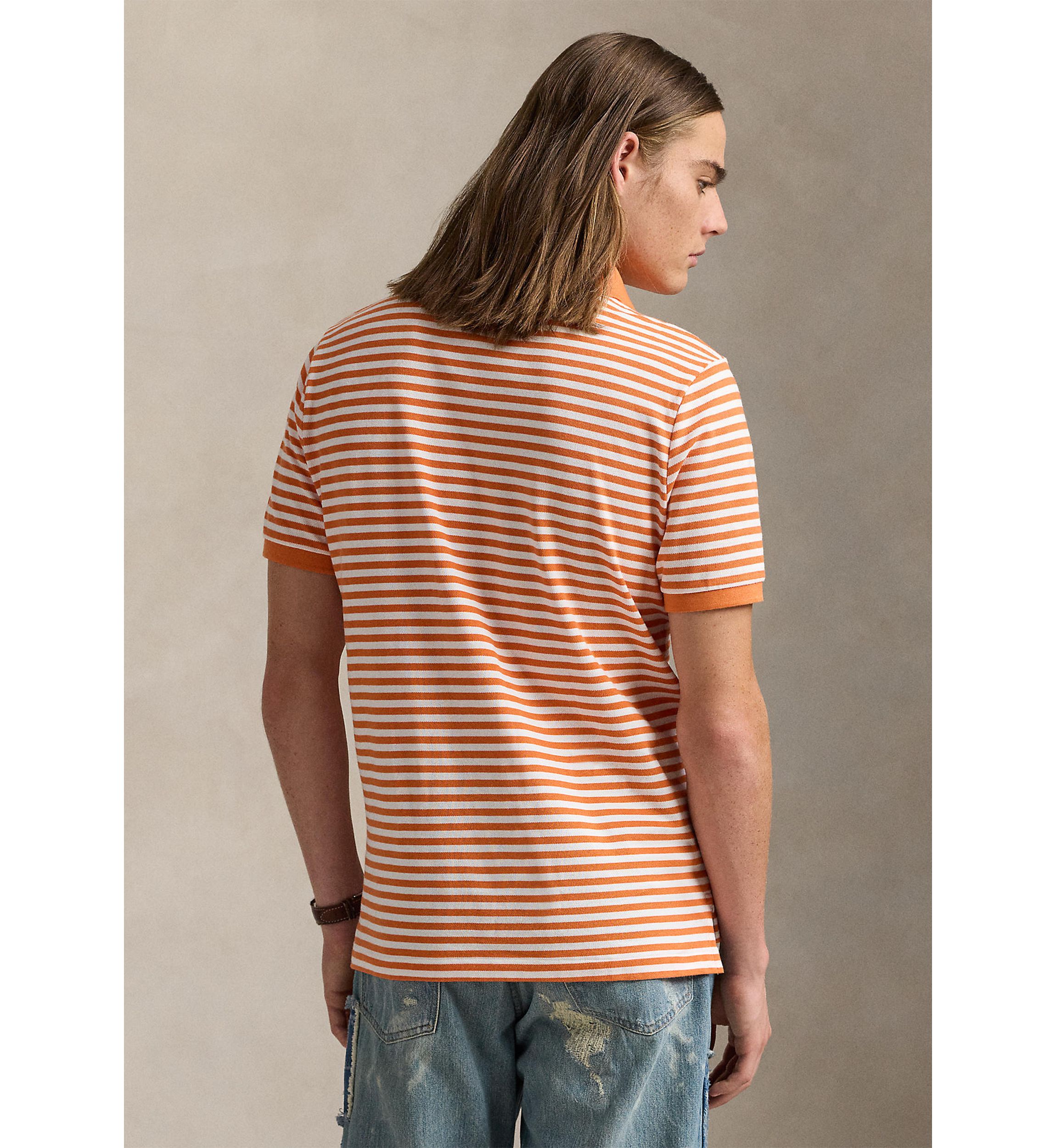 Classic Fit Striped Mesh Polo Shirt