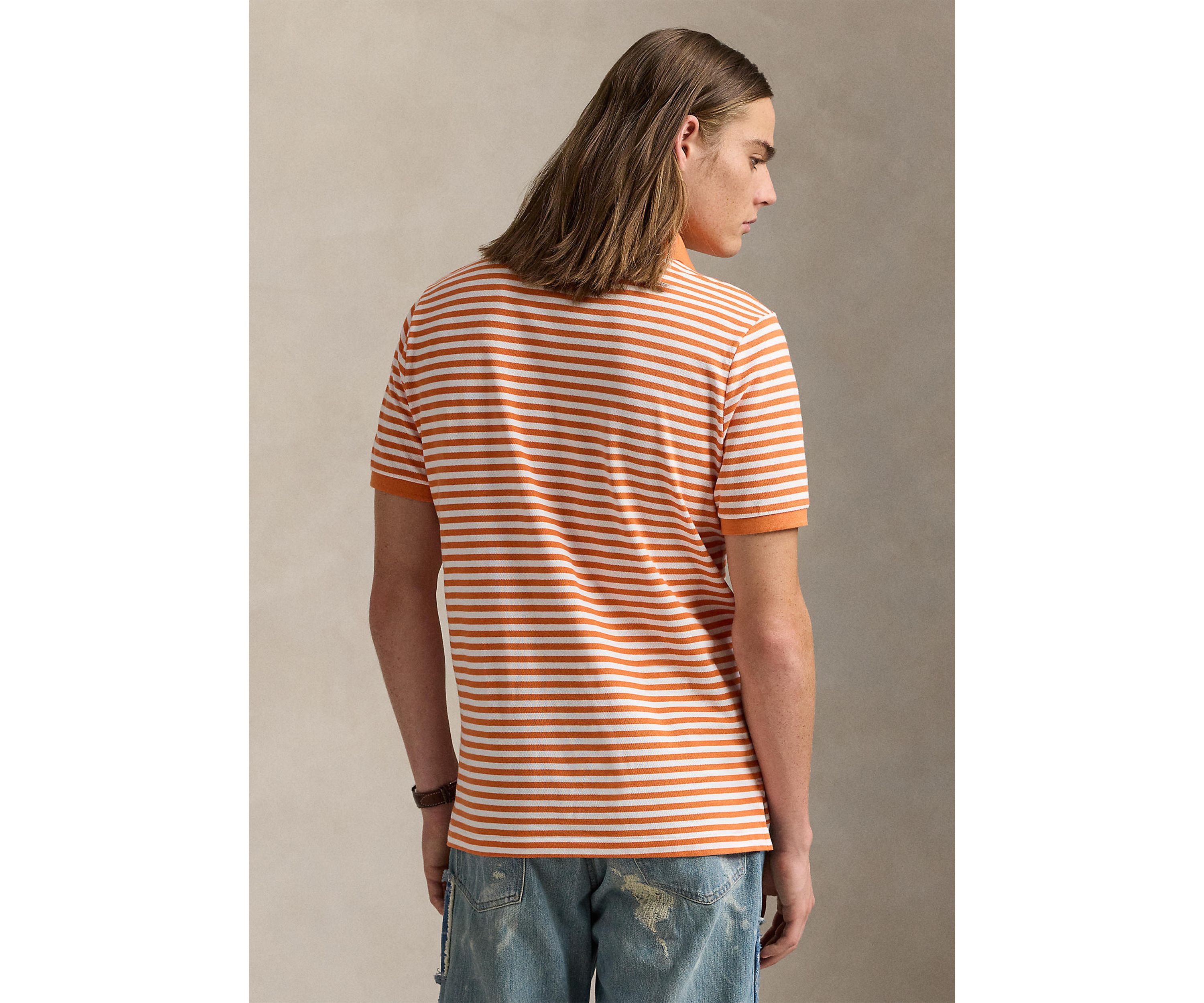 Classic Fit Striped Mesh Polo Shirt