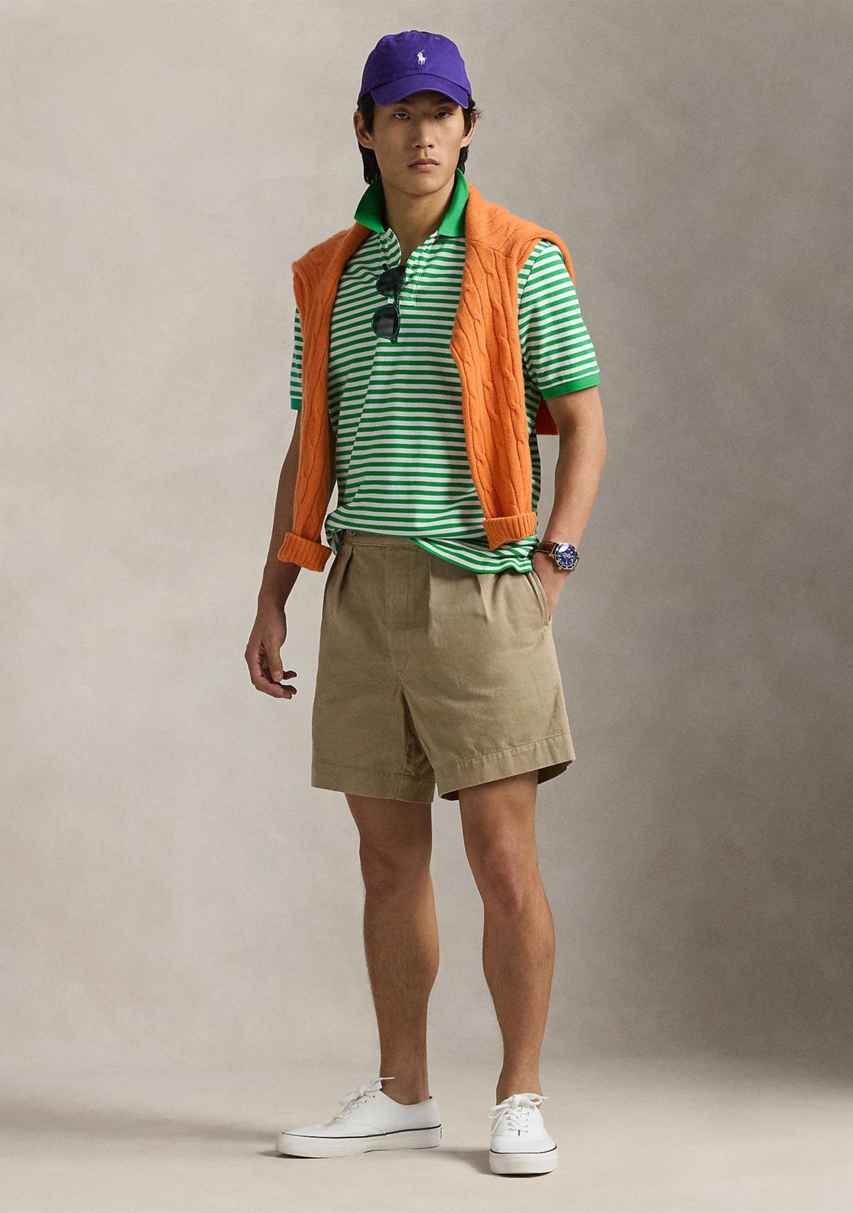 Classic Fit Striped Mesh Polo Shirt