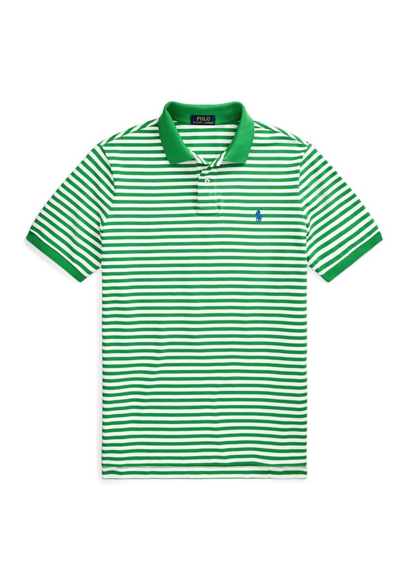 Classic Fit Striped Mesh Polo Shirt