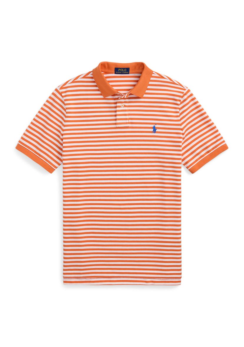 Classic Fit Striped Mesh Polo Shirt