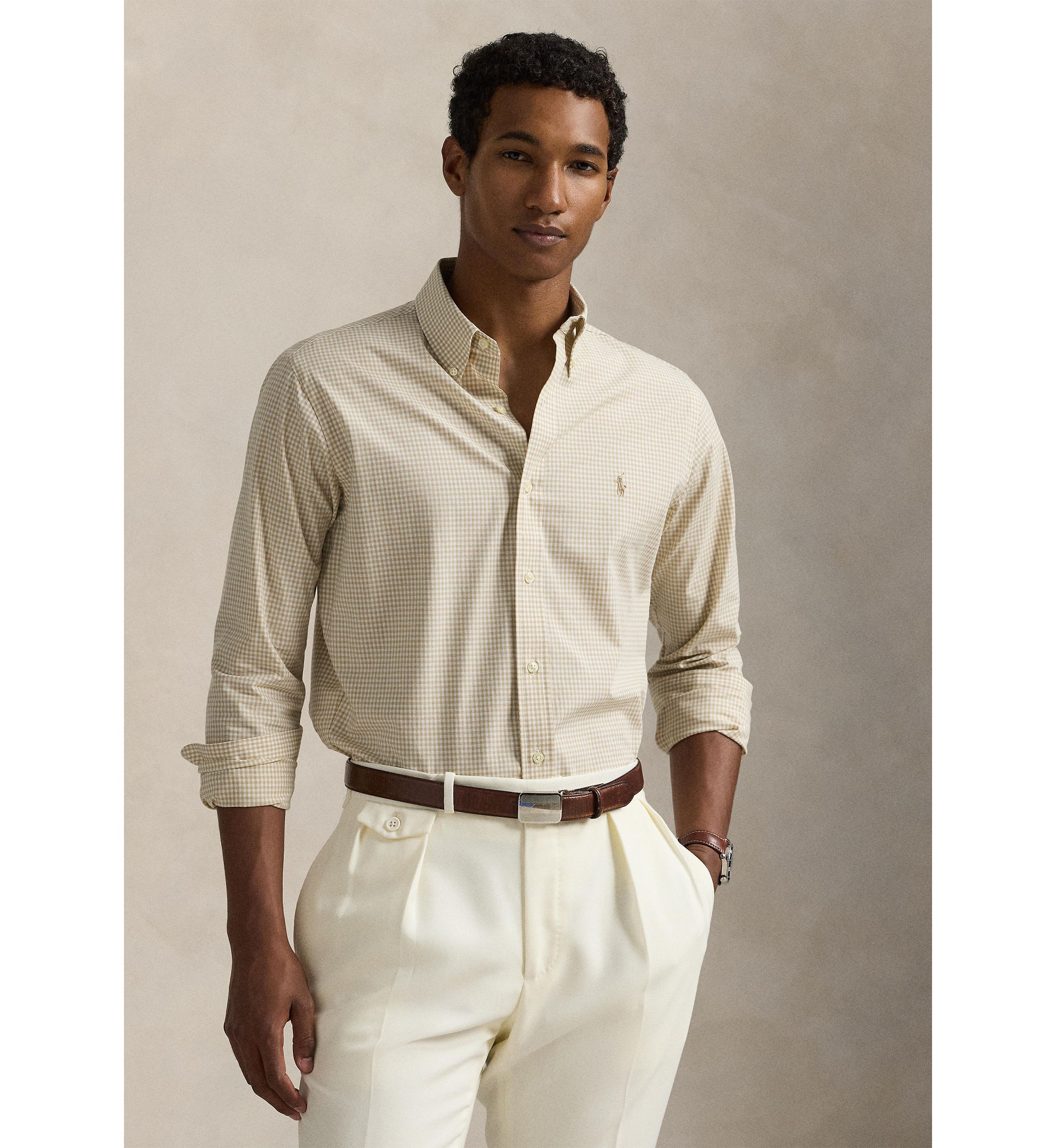 Classic Fit Gingham Stretch Poplin Shirt