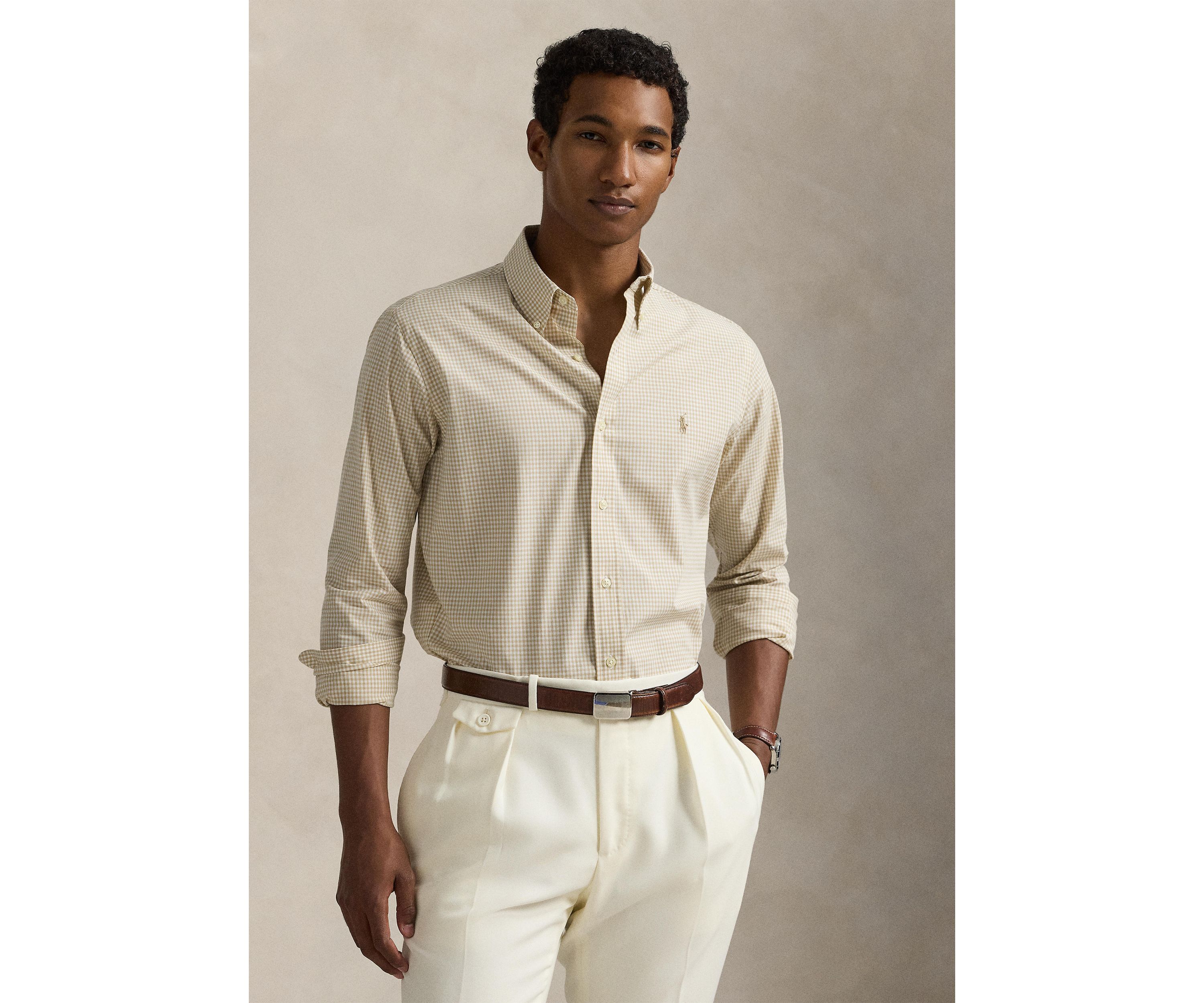 Classic Fit Gingham Stretch Poplin Shirt