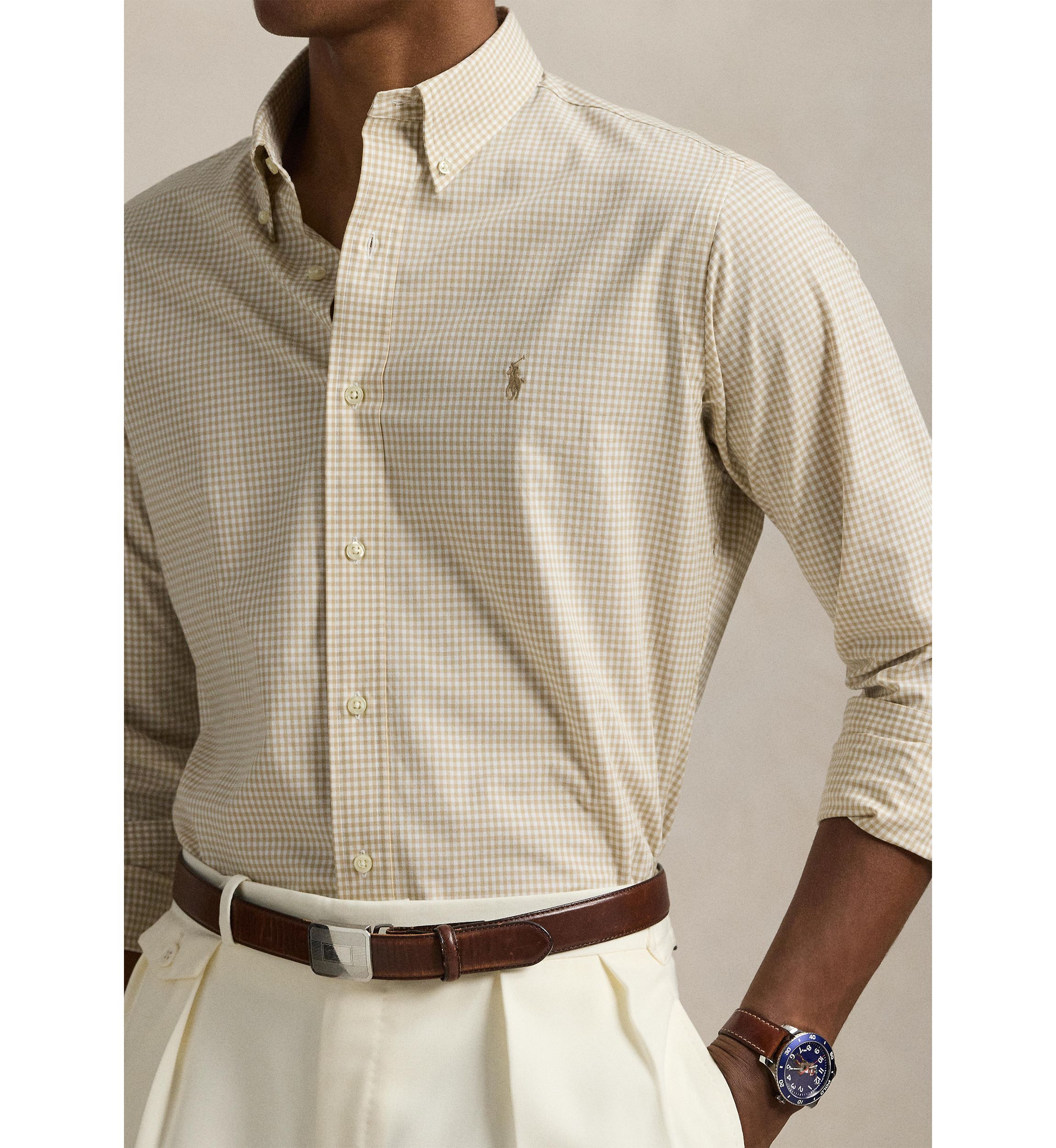 Classic Fit Gingham Stretch Poplin Shirt