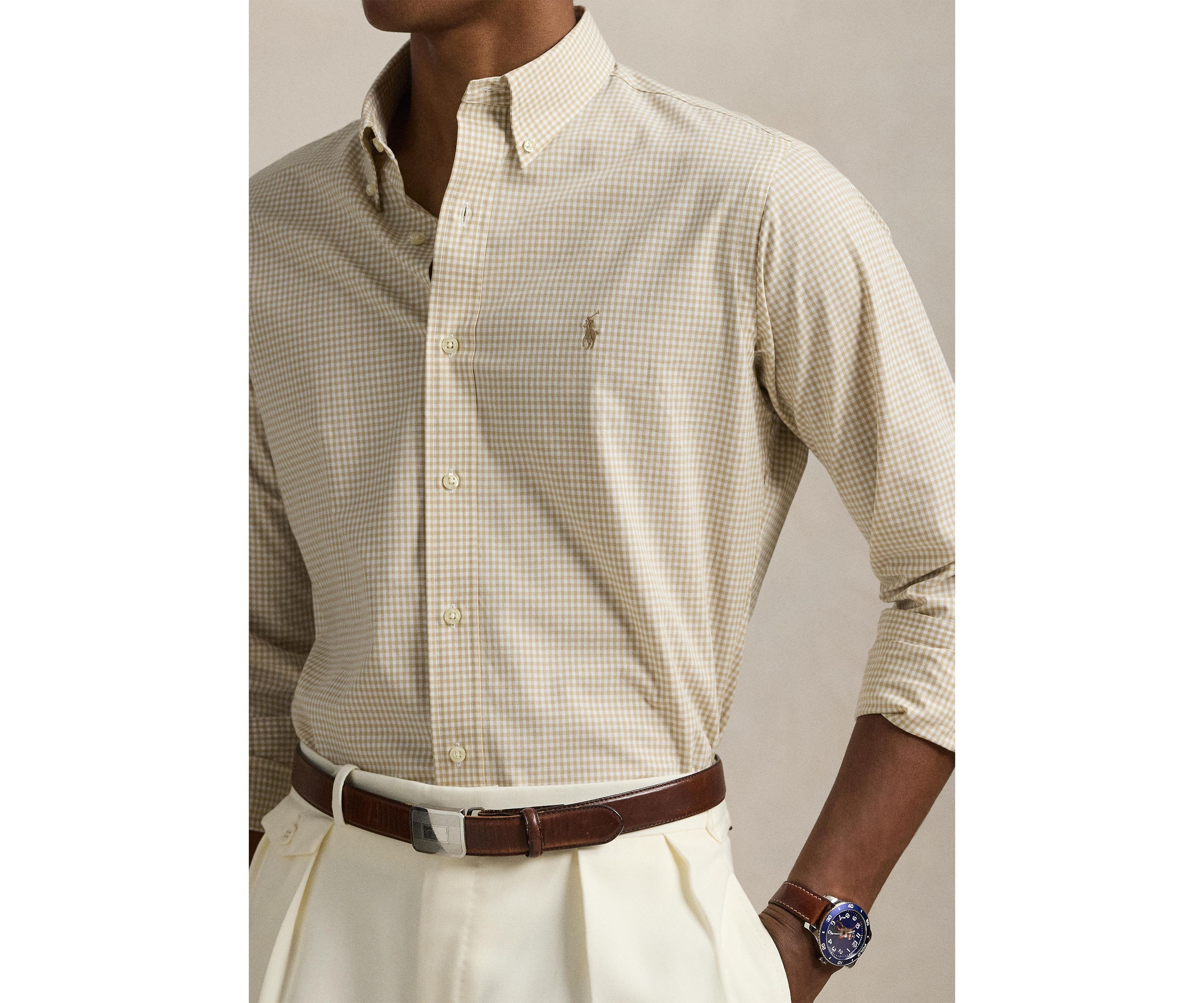 Classic Fit Gingham Stretch Poplin Shirt