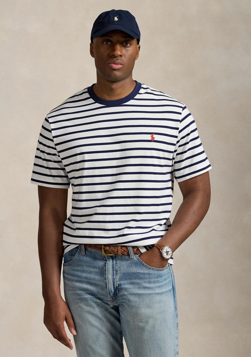 Big & Tall Striped Jersey Crew Neck T-Shirt