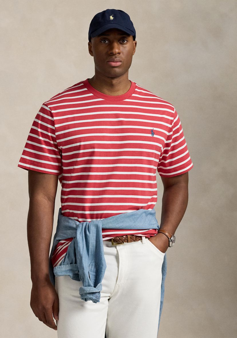 Big & Tall Striped Jersey Crew Neck T-Shirt
