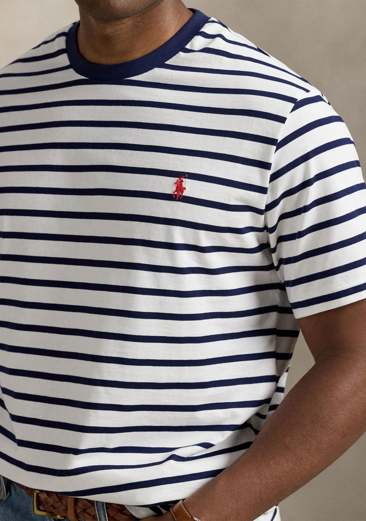 Big & Tall Striped Jersey Crew Neck T-Shirt