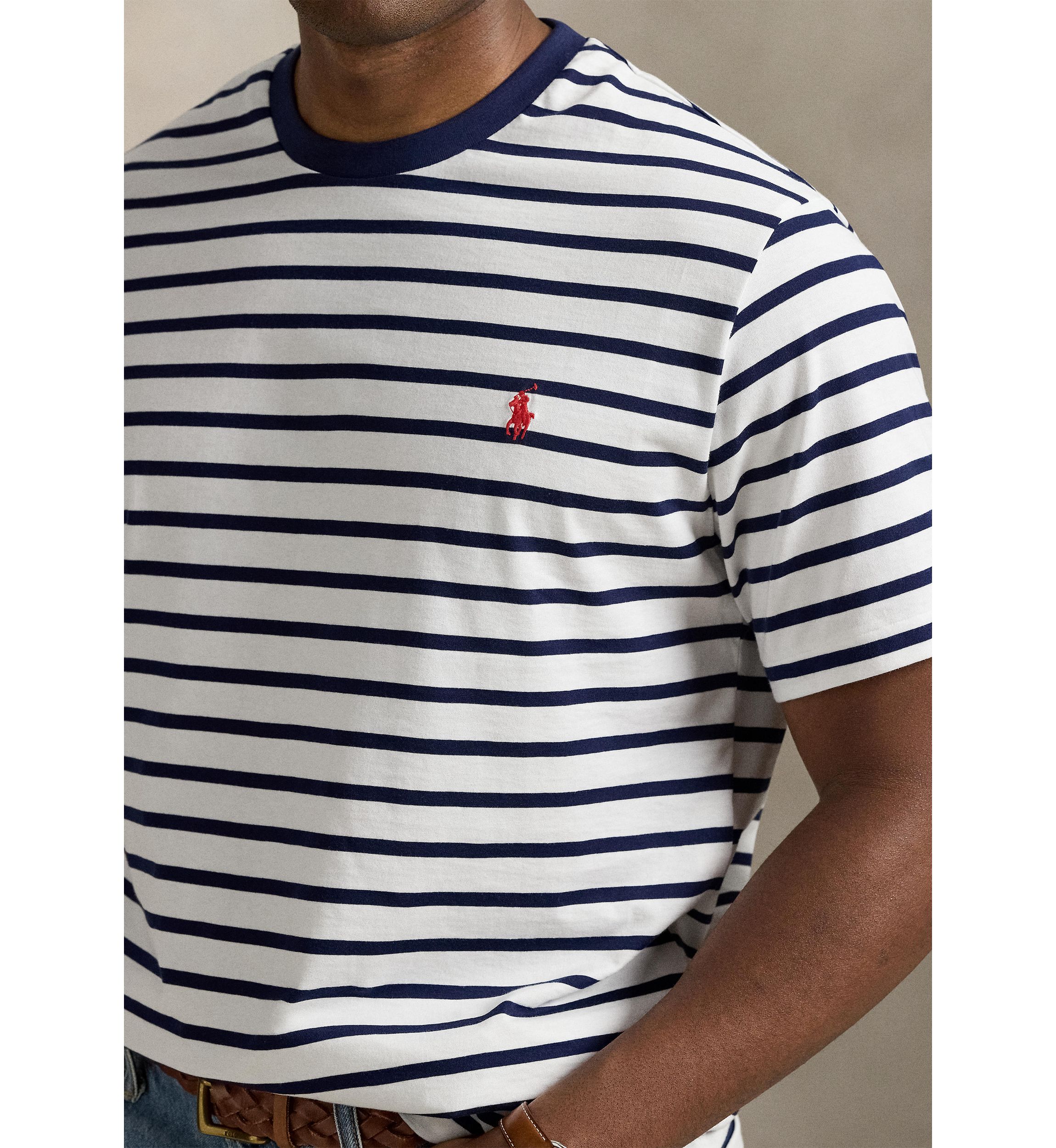 Big & Tall Striped Jersey Crew Neck T-Shirt