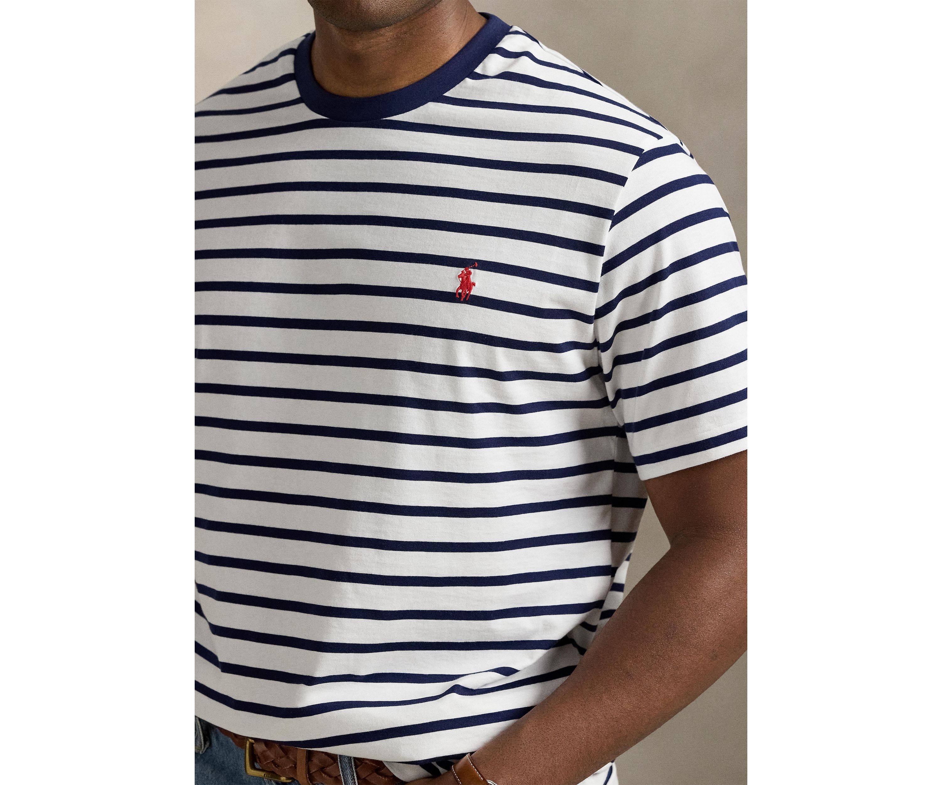 Big & Tall Striped Jersey Crew Neck T-Shirt