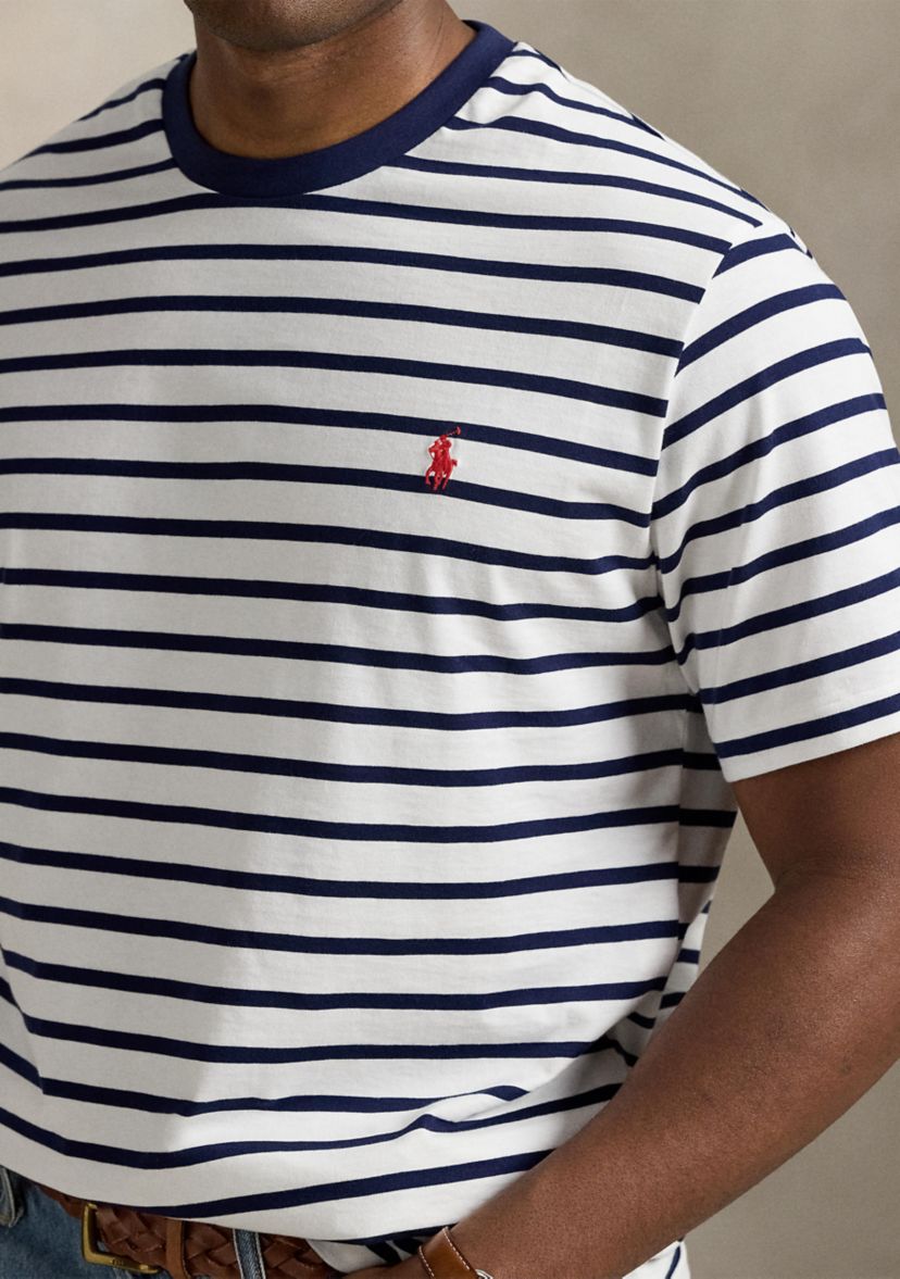 Big & Tall Striped Jersey Crew Neck T-Shirt