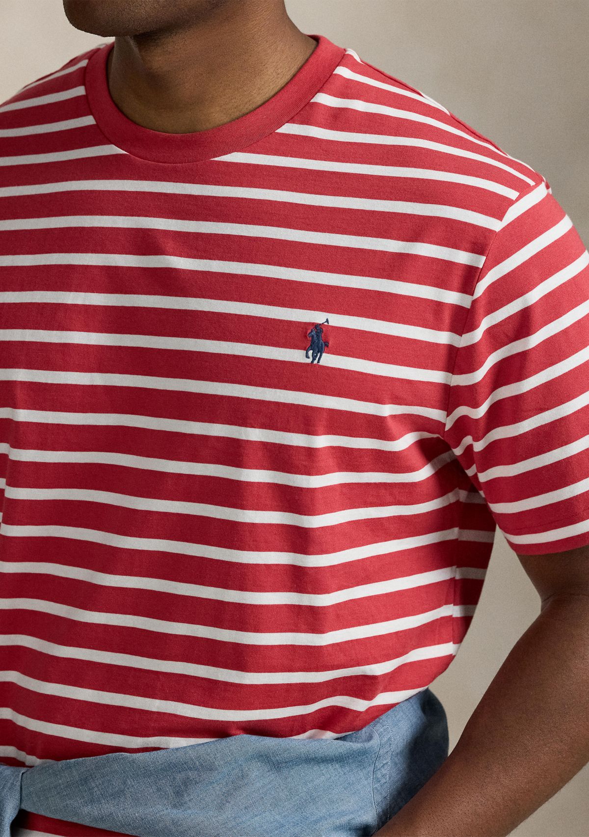 Big & Tall Striped Jersey Crew Neck T-Shirt