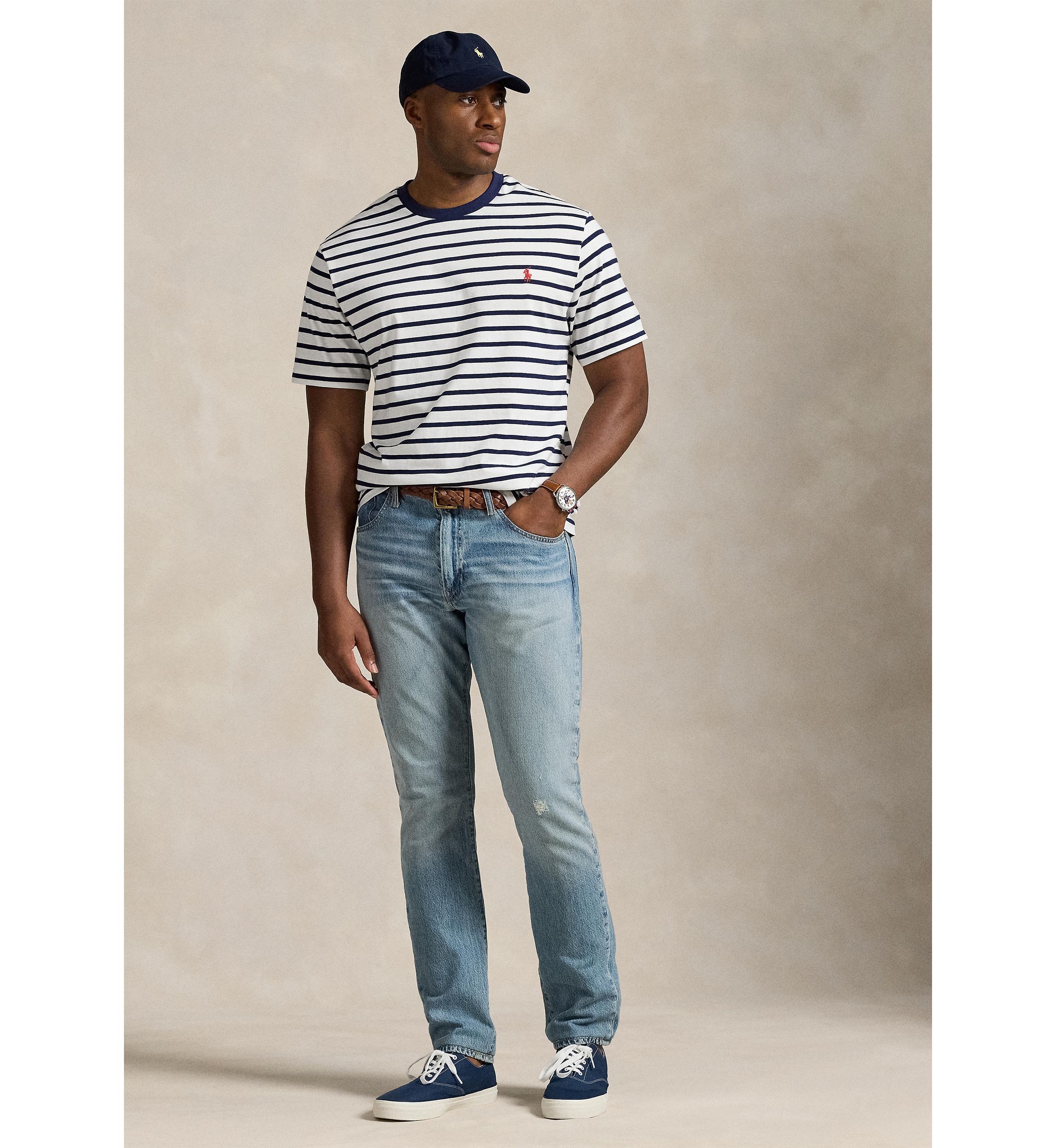 Big & Tall Striped Jersey Crew Neck T-Shirt