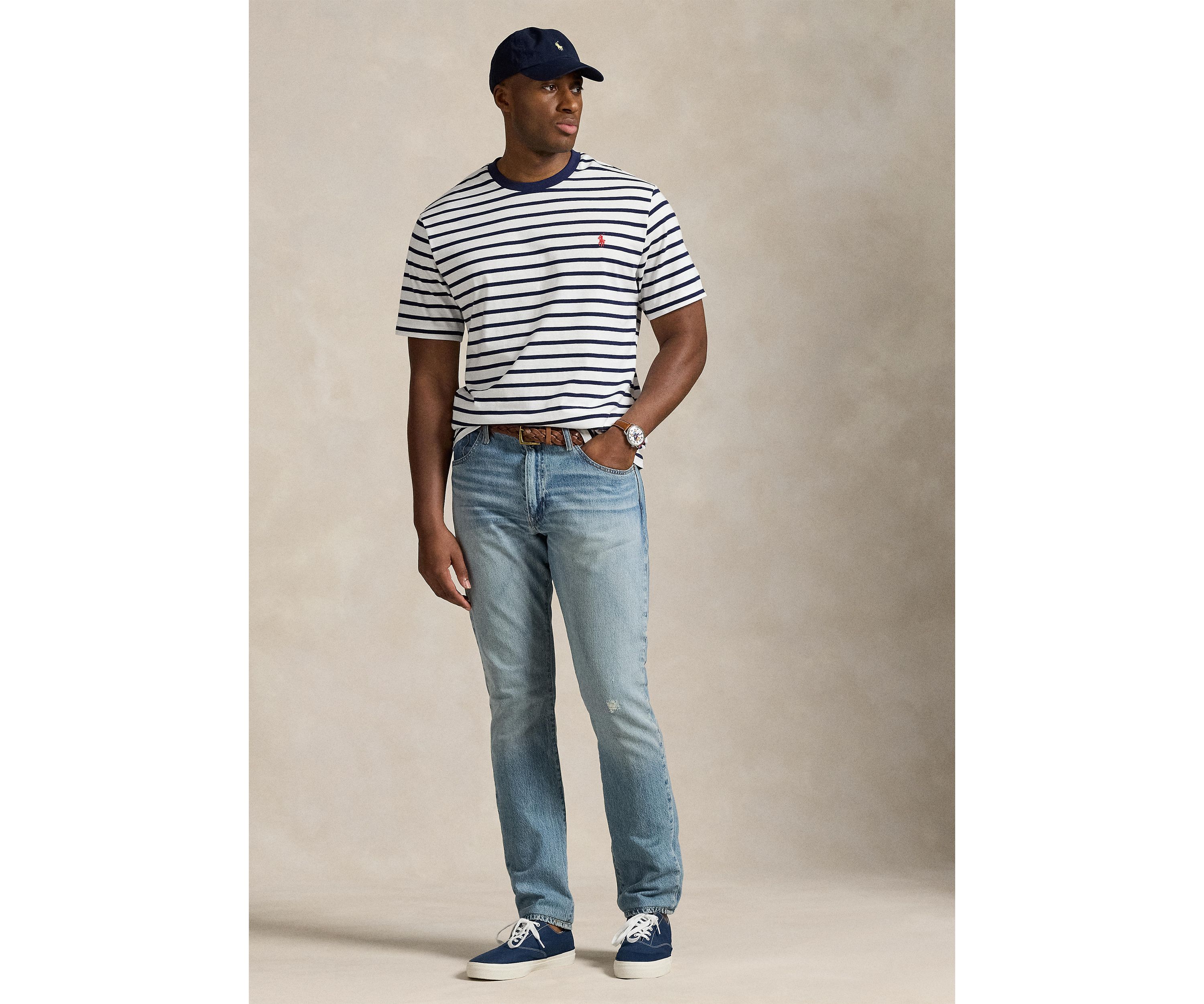 Big & Tall Striped Jersey Crew Neck T-Shirt